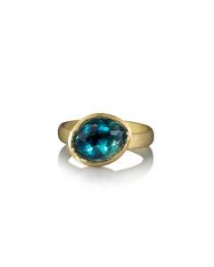 Freeform Parti Teal Green Sapphire 22ct and 18ct Gold Ring