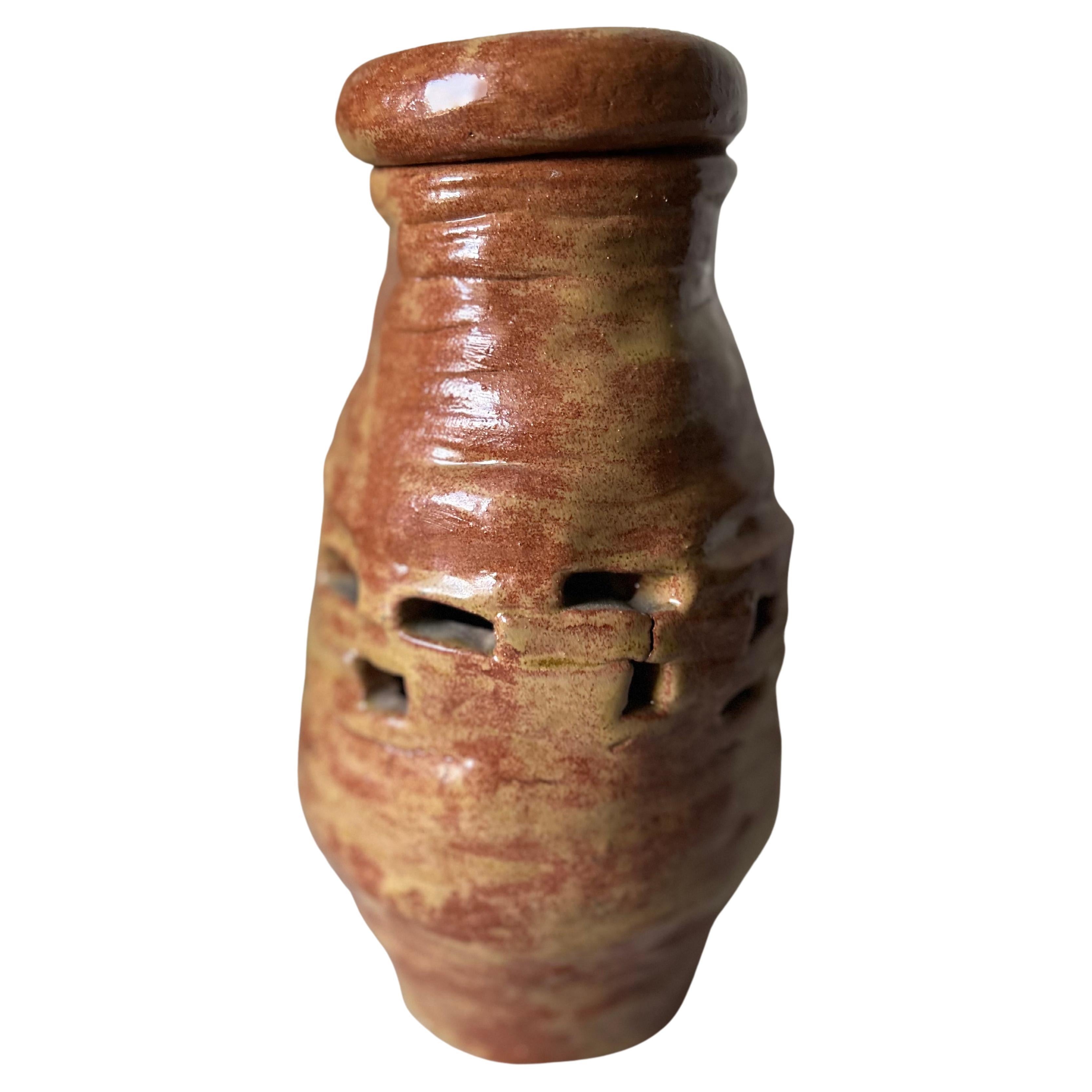 Freeform Red Stoneware Vase