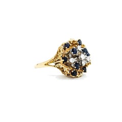 Freeform Sapphire & Diamond Ring in 14k Yellow Gold