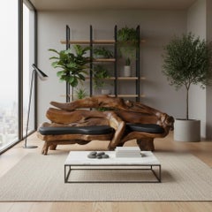 Canapé-banquette en bois moderne organique sculptural Freeform