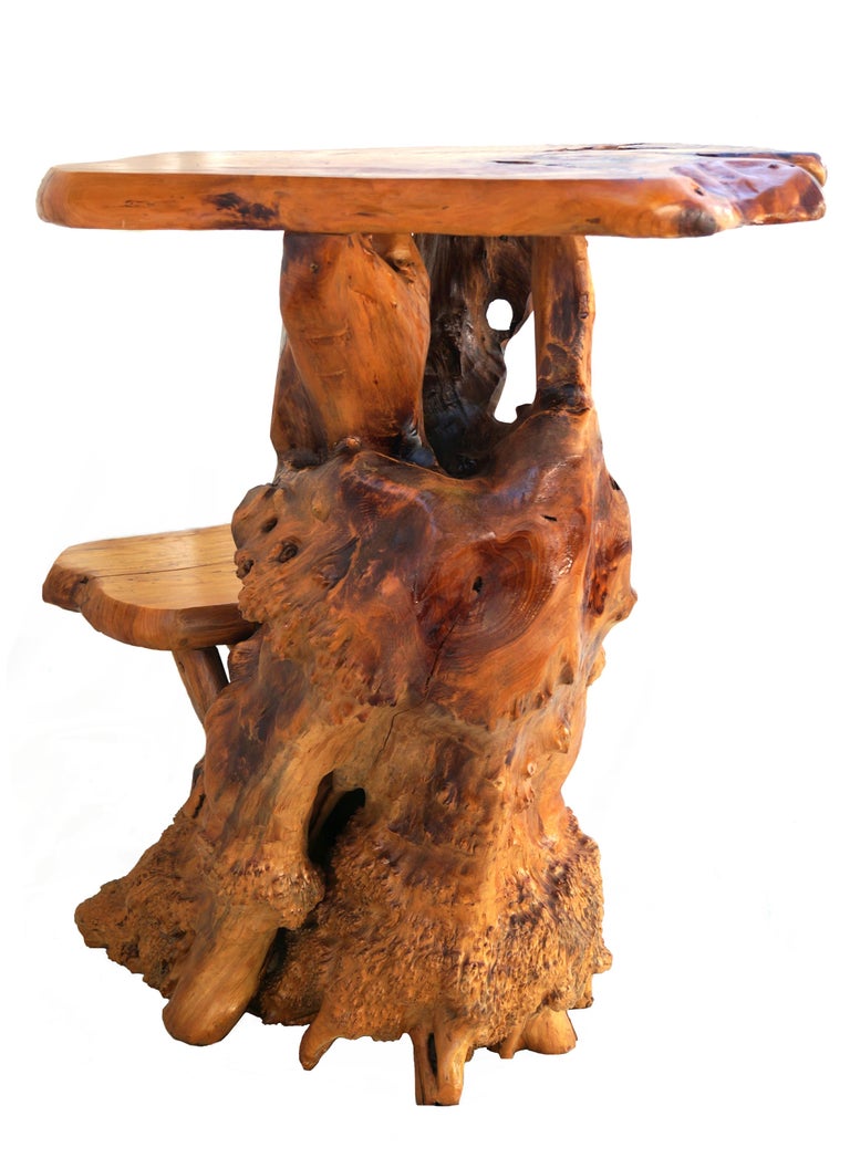 Freeform Sculptural Organic Natural Tree Root Wood Pedestal Plant Stand Table In Good Condition For Sale In Wayne, NJ