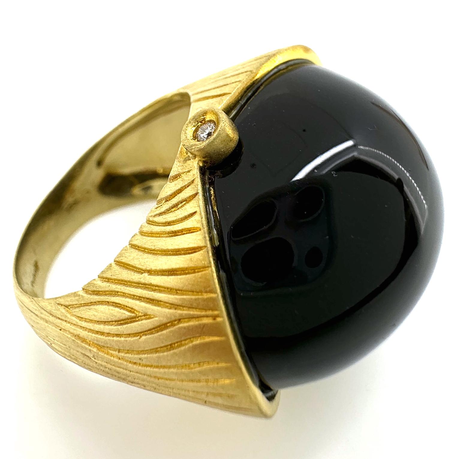 Freeform Smoky Quartz Cabochon in 18K Gold 