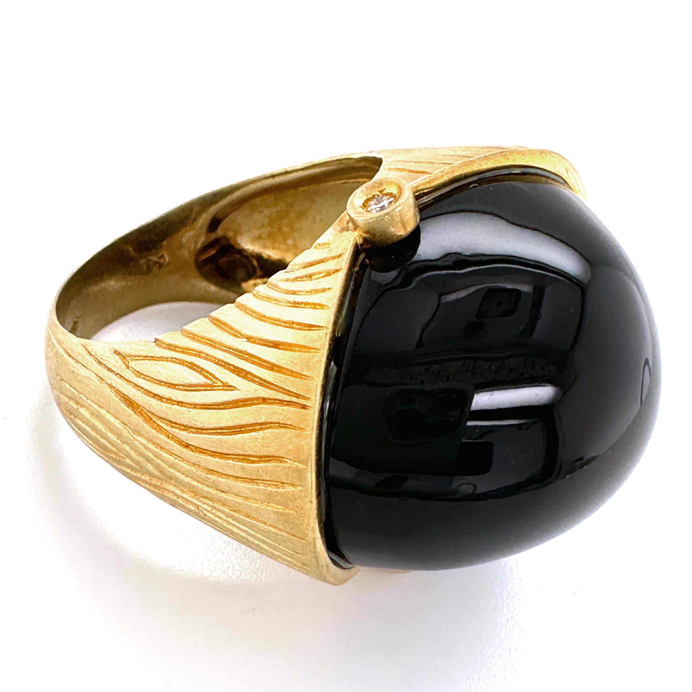 Freeform Smoky Quartz Cabochon in 18K Gold 