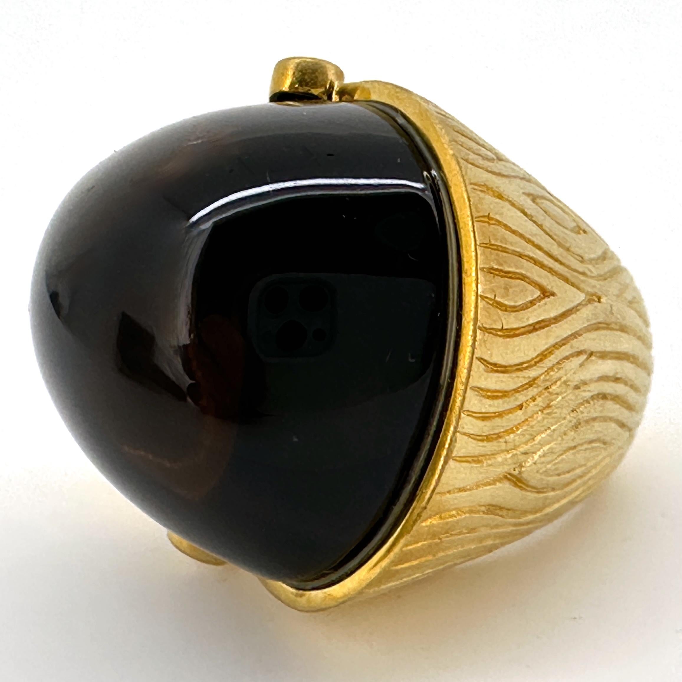 Freeform Smoky Quartz Cabochon in 18K Gold 