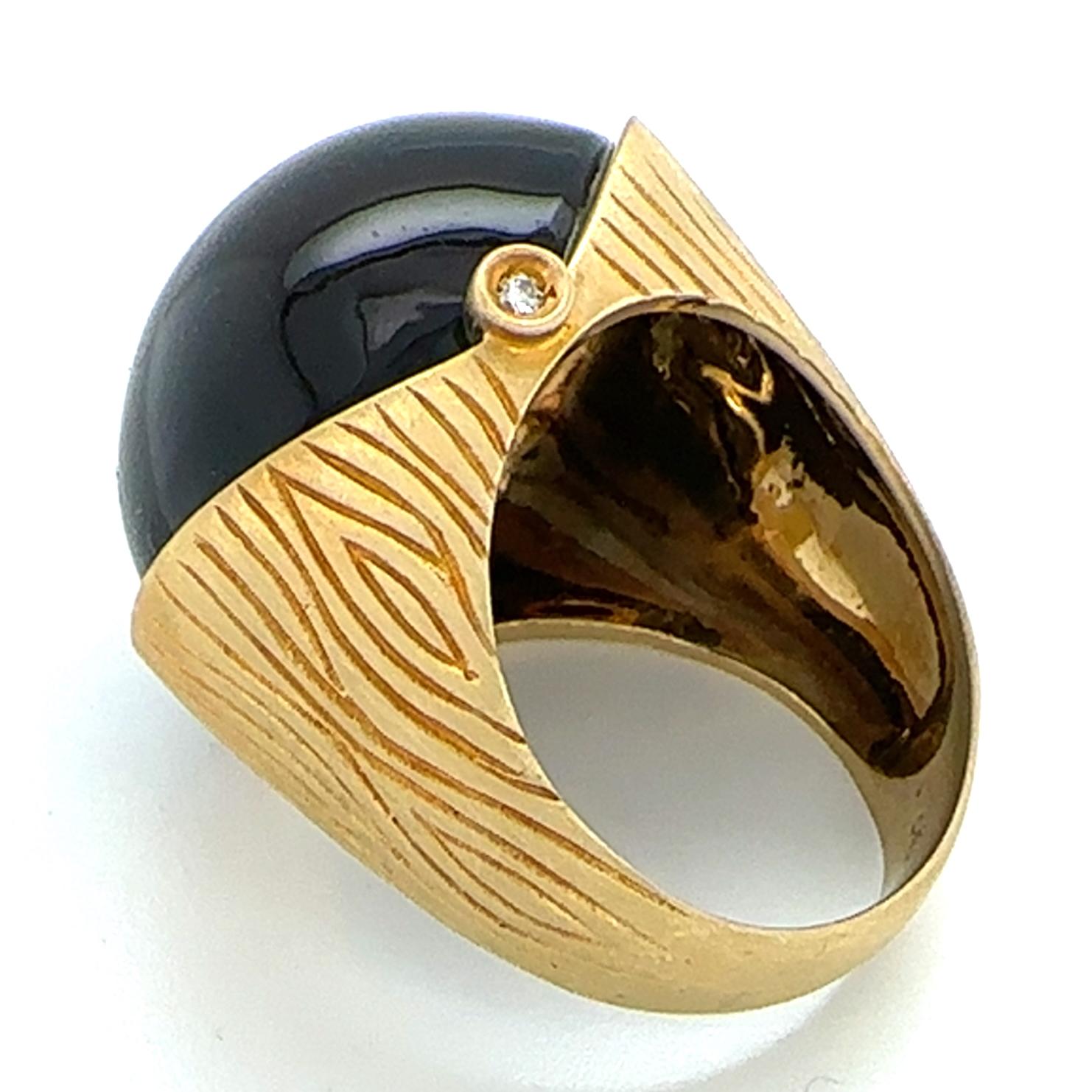 Freeform Smoky Quartz Cabochon in 18K Gold 