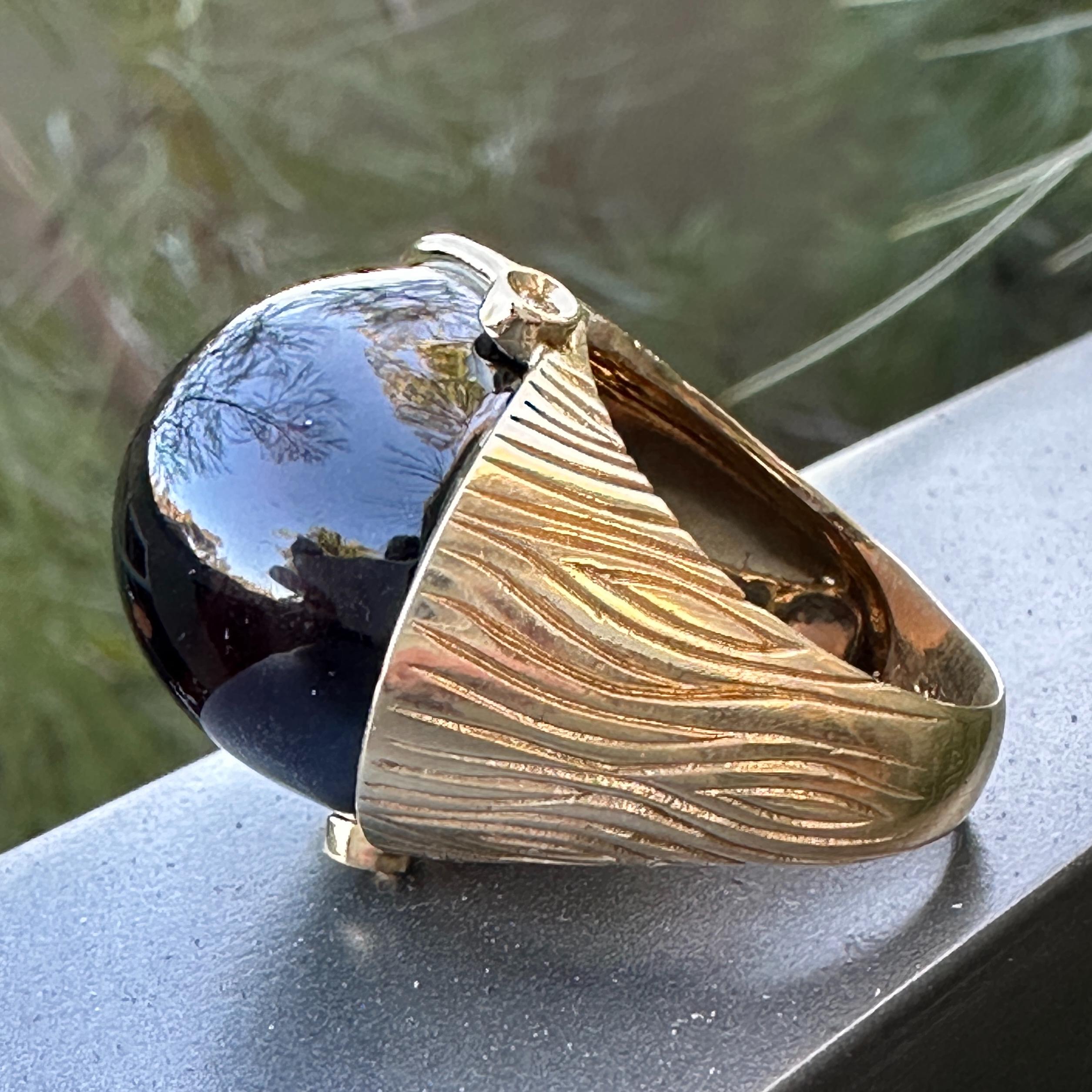 Freeform Smoky Quartz Cabochon in 18K Gold 