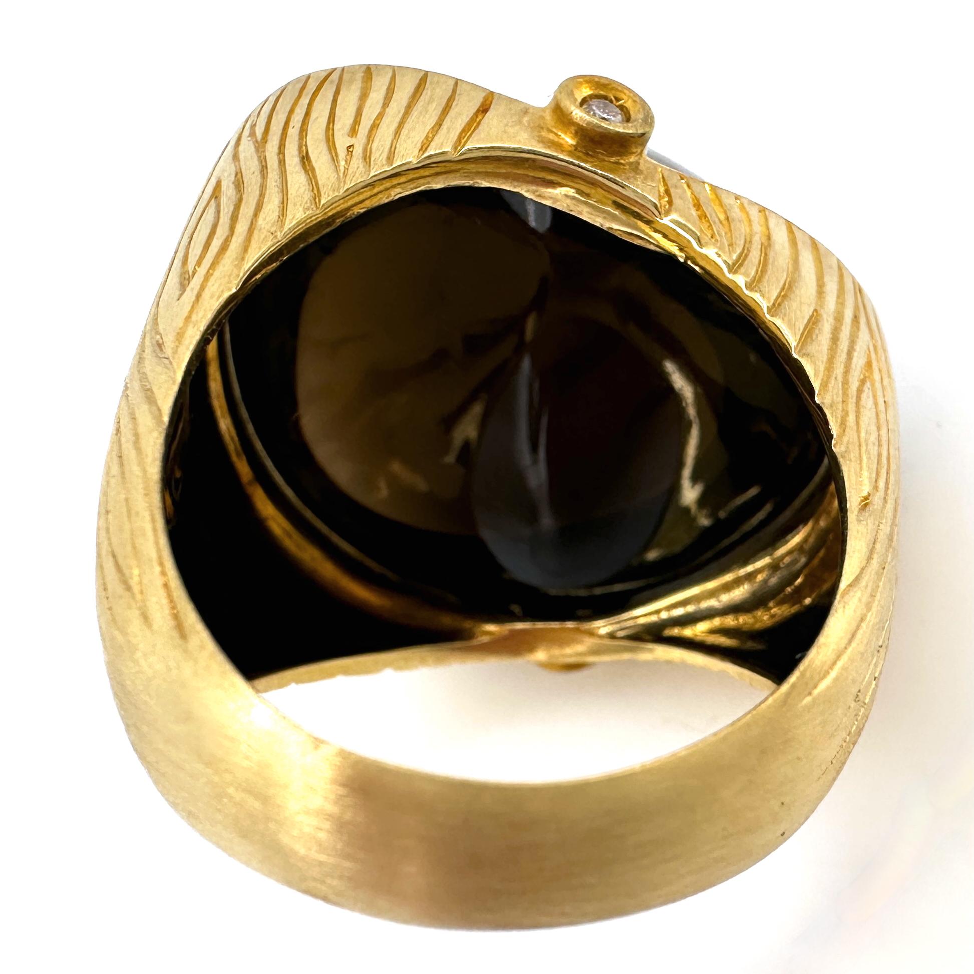 Freeform Smoky Quartz Cabochon in 18K Gold 