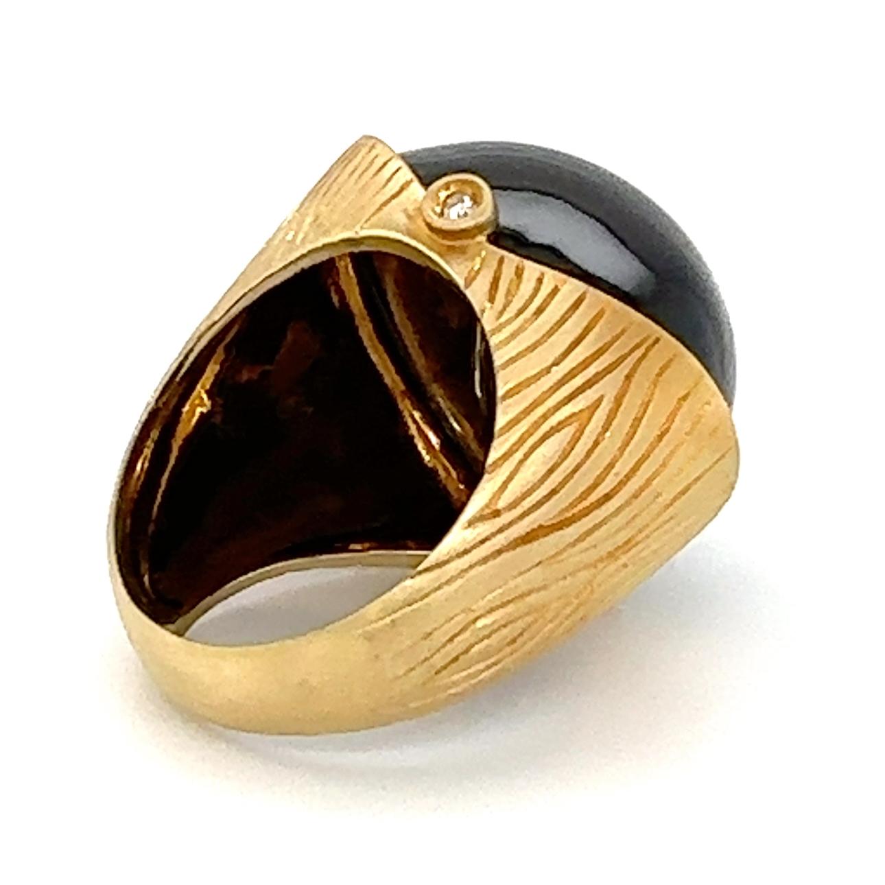 Freeform Smoky Quartz Cabochon in 18K Gold 