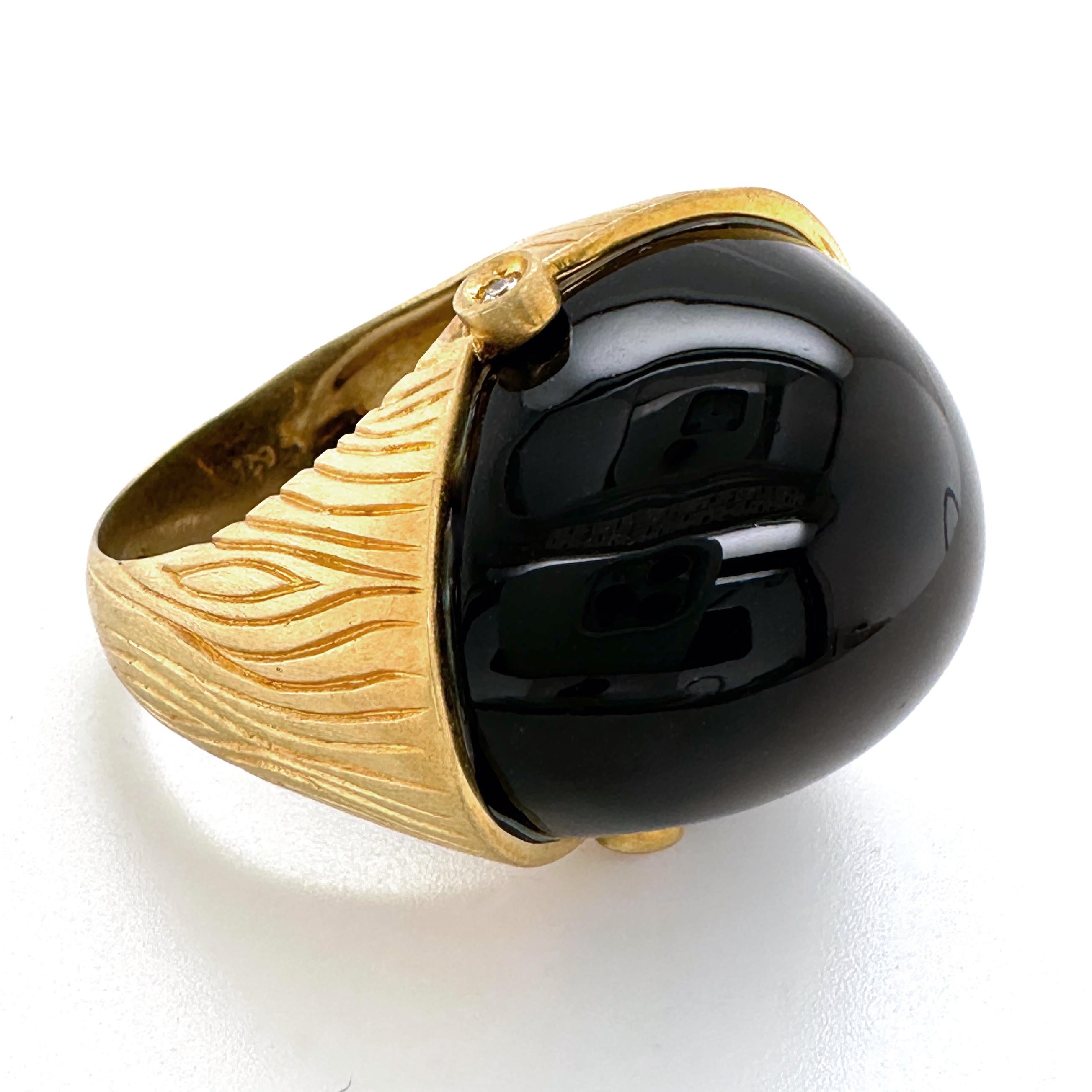 Freeform Smoky Quartz Cabochon in 18K Gold 