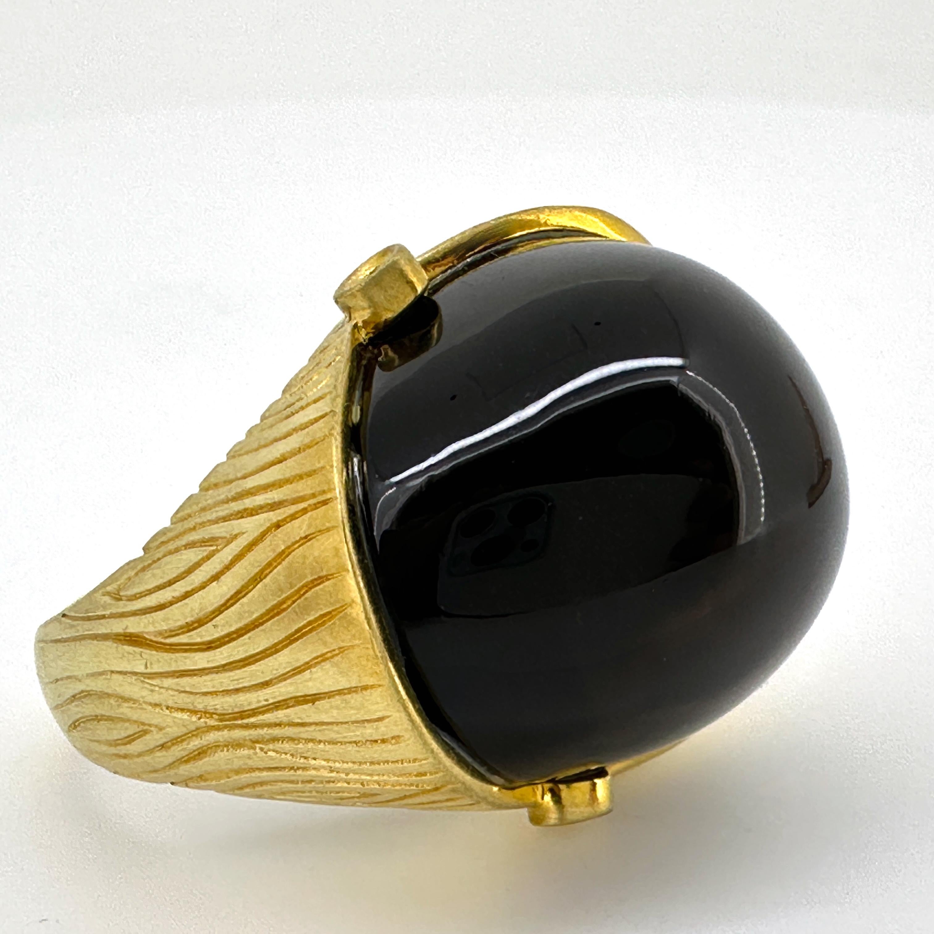 Freeform Smoky Quartz Cabochon in 18K Gold 