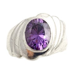 Frei geformtes Sterlingsilber  Lila CZ-Ring