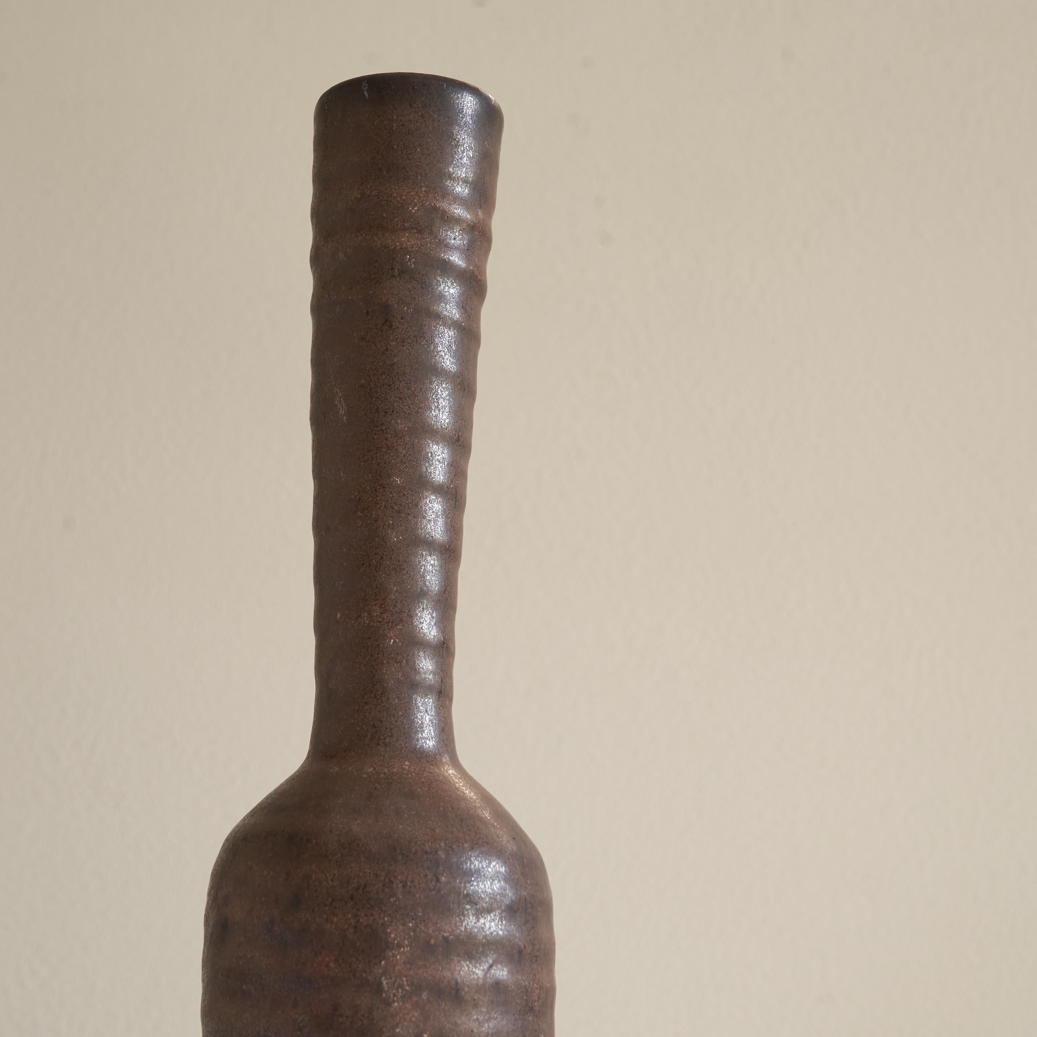 Stoneware Freeform Studio Pottery Vase, 1960s For Sale