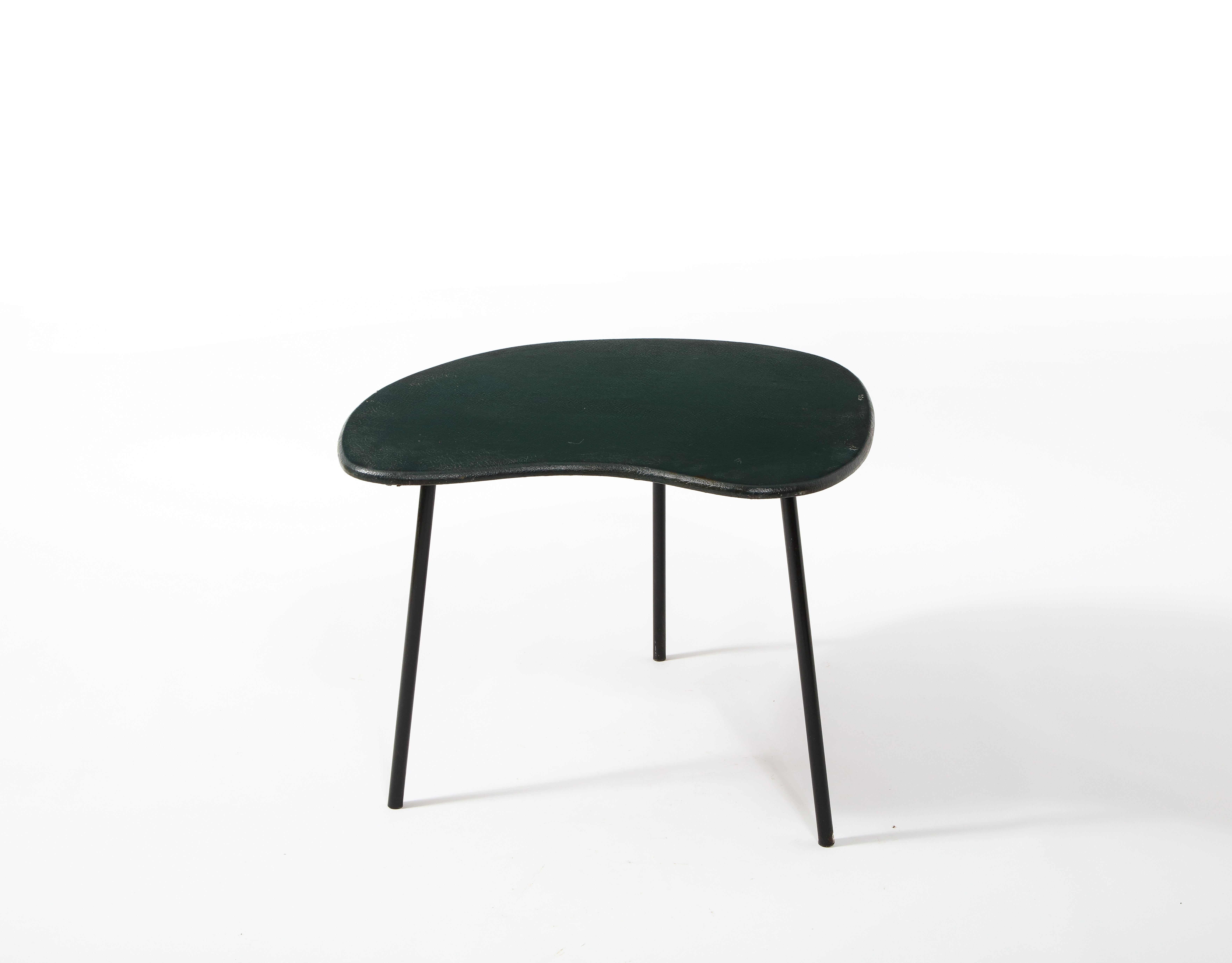 Mid-Century Modern Freeform Vinyl & Steel Side Table, France 1960's For Sale