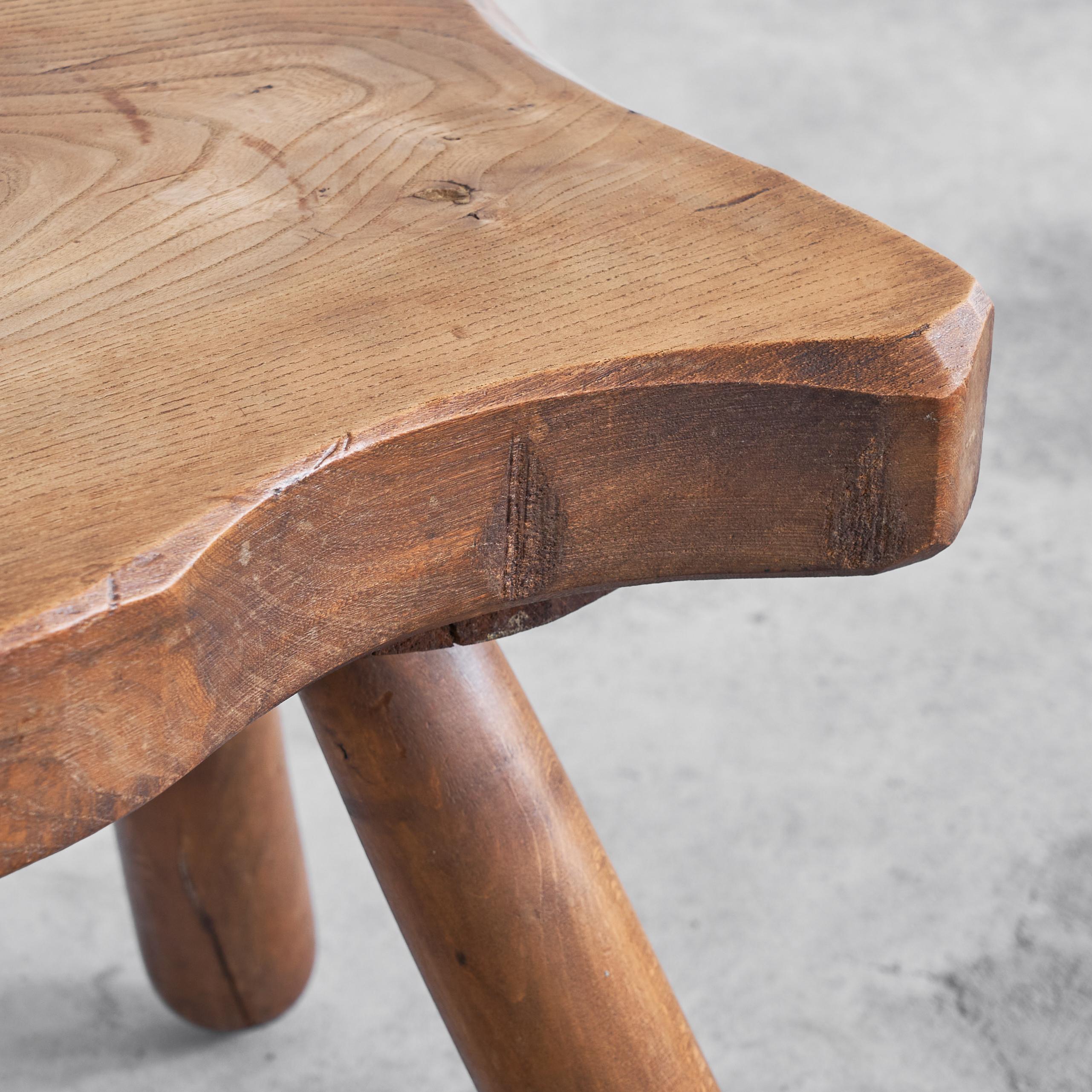 Freeform Wabi Sabi Side Table or Stool in Solid Wood 1950s 3