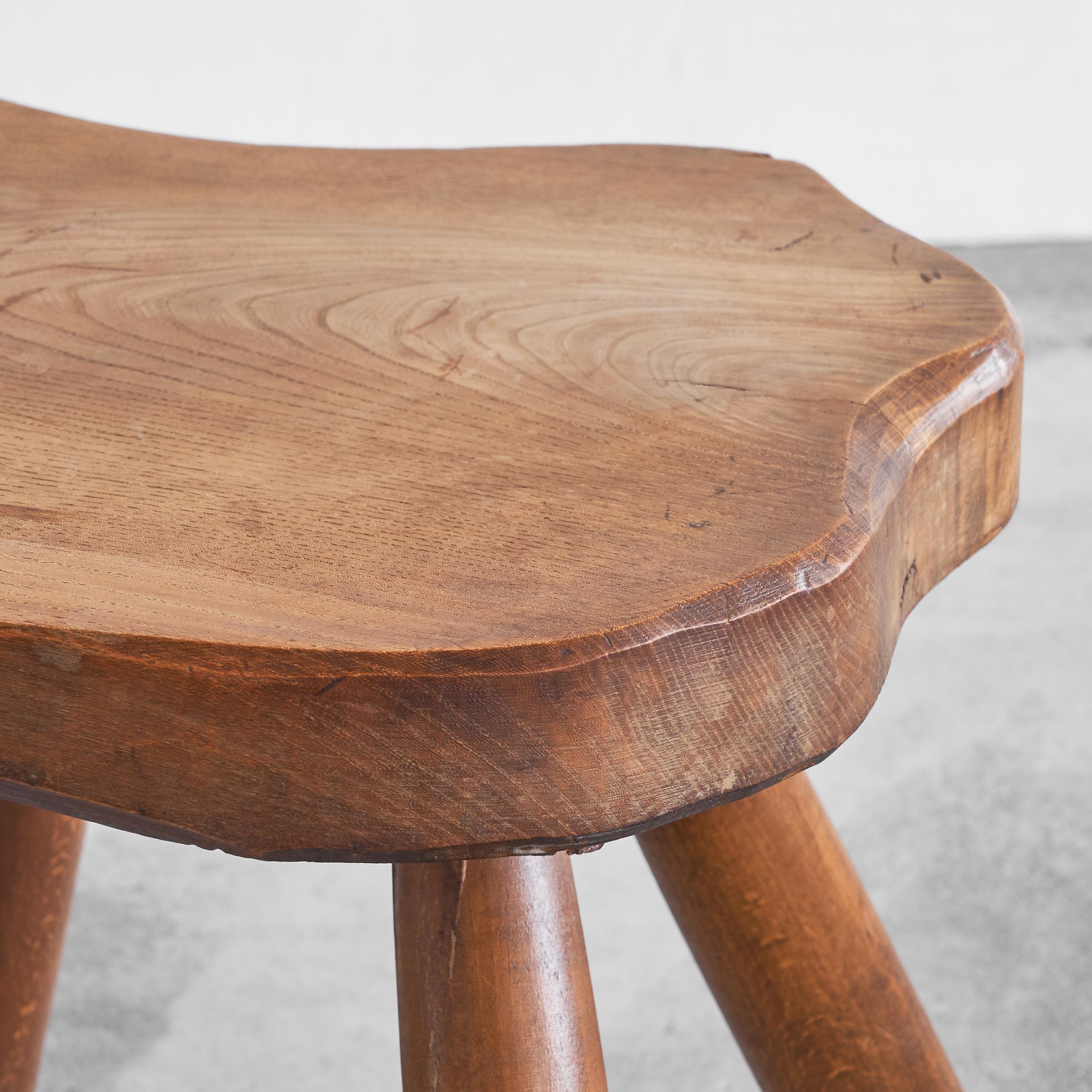 Freeform Wabi Sabi Side Table or Stool in Solid Wood 1950s 5