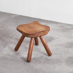 Freeform Wabi Sabi Side Table or Stool in Solid Wood 1950s