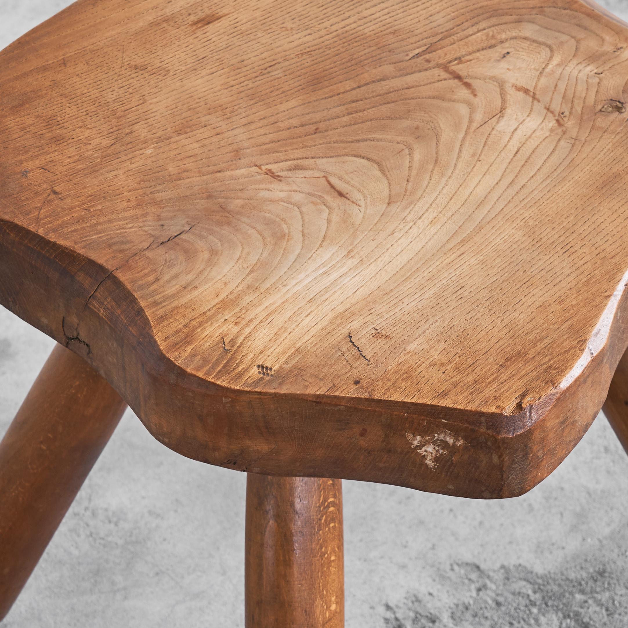Freeform Wabi Sabi Side Table or Stool in Solid Wood 1950s 2