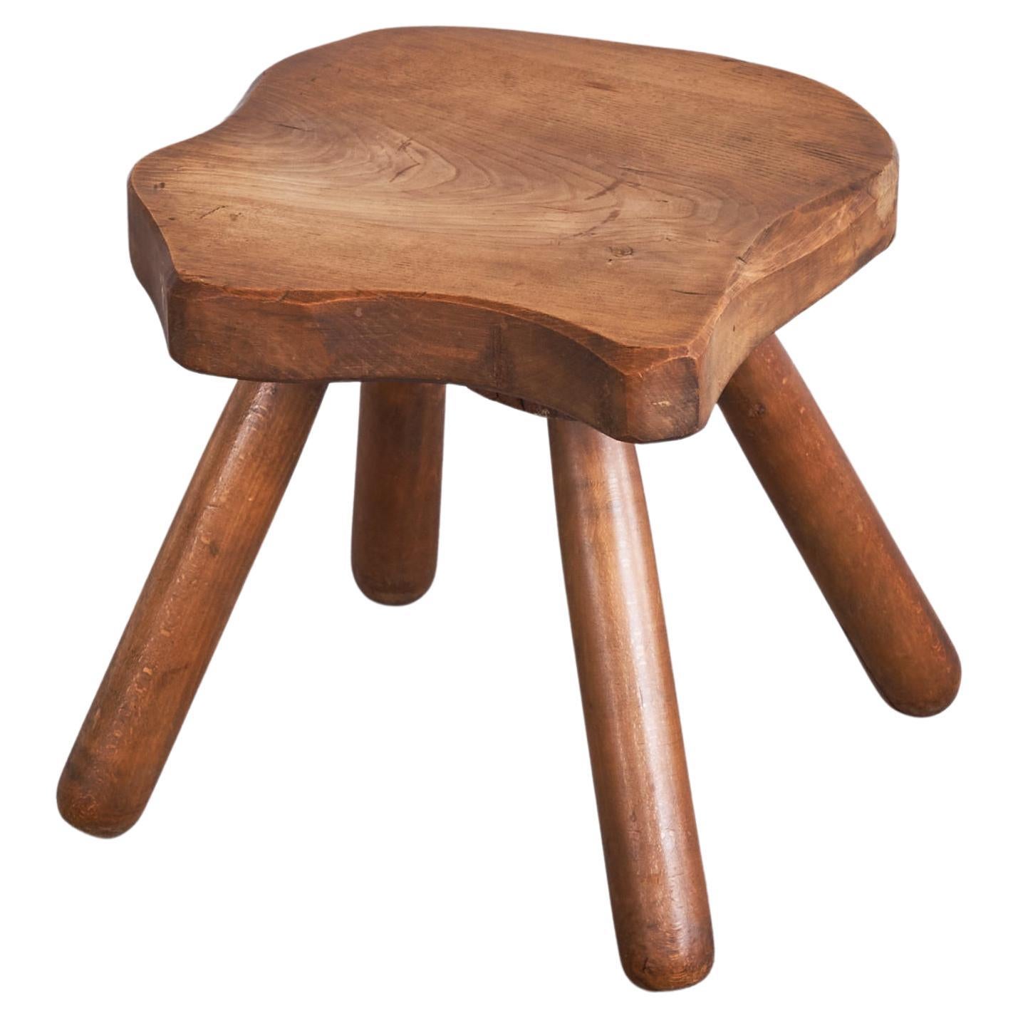 Freeform Wabi Sabi Side Table or Stool in Solid Wood 1950s