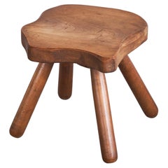 Freeform Wabi Sabi Side Table or Stool in Solid Wood 1950s