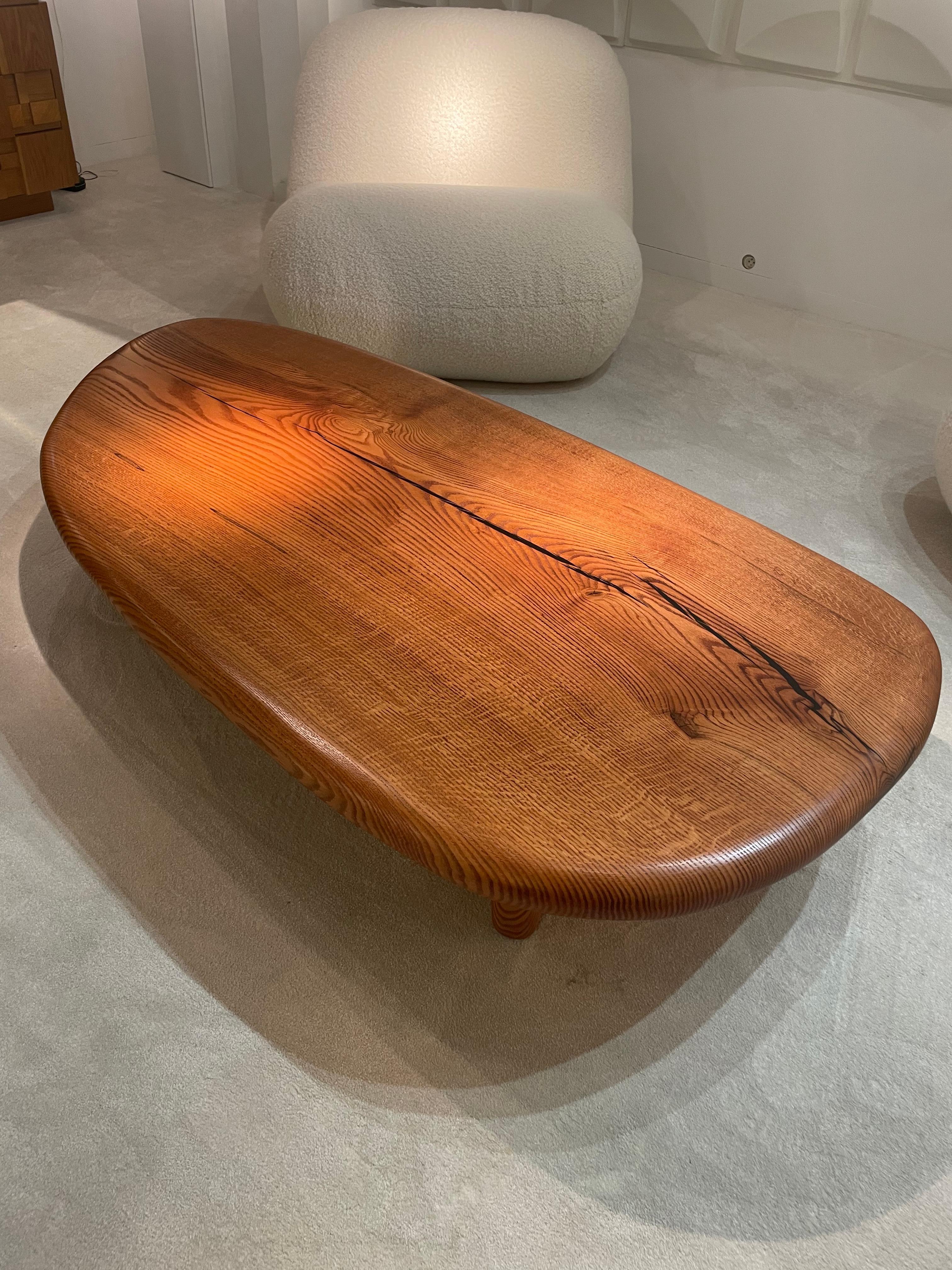 French Freeform Wooden Coffee Table