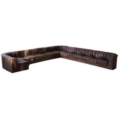Frei positionierbares Vintage De Sede DS 11 Leder Element Modular Lounge Sofa