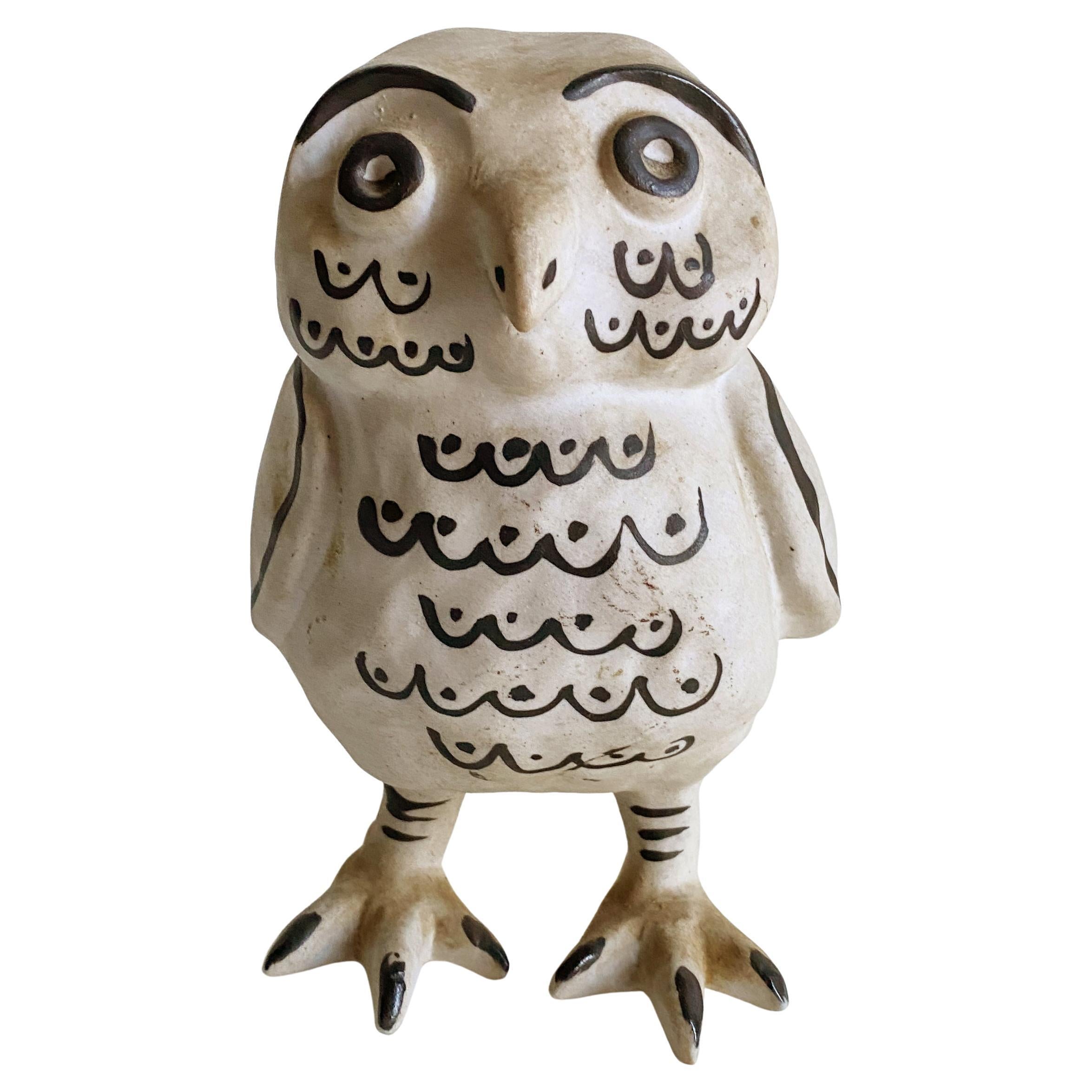 Freeman Lederman Hand-Painted Ceramic Owl Figure -- Picasso Influence