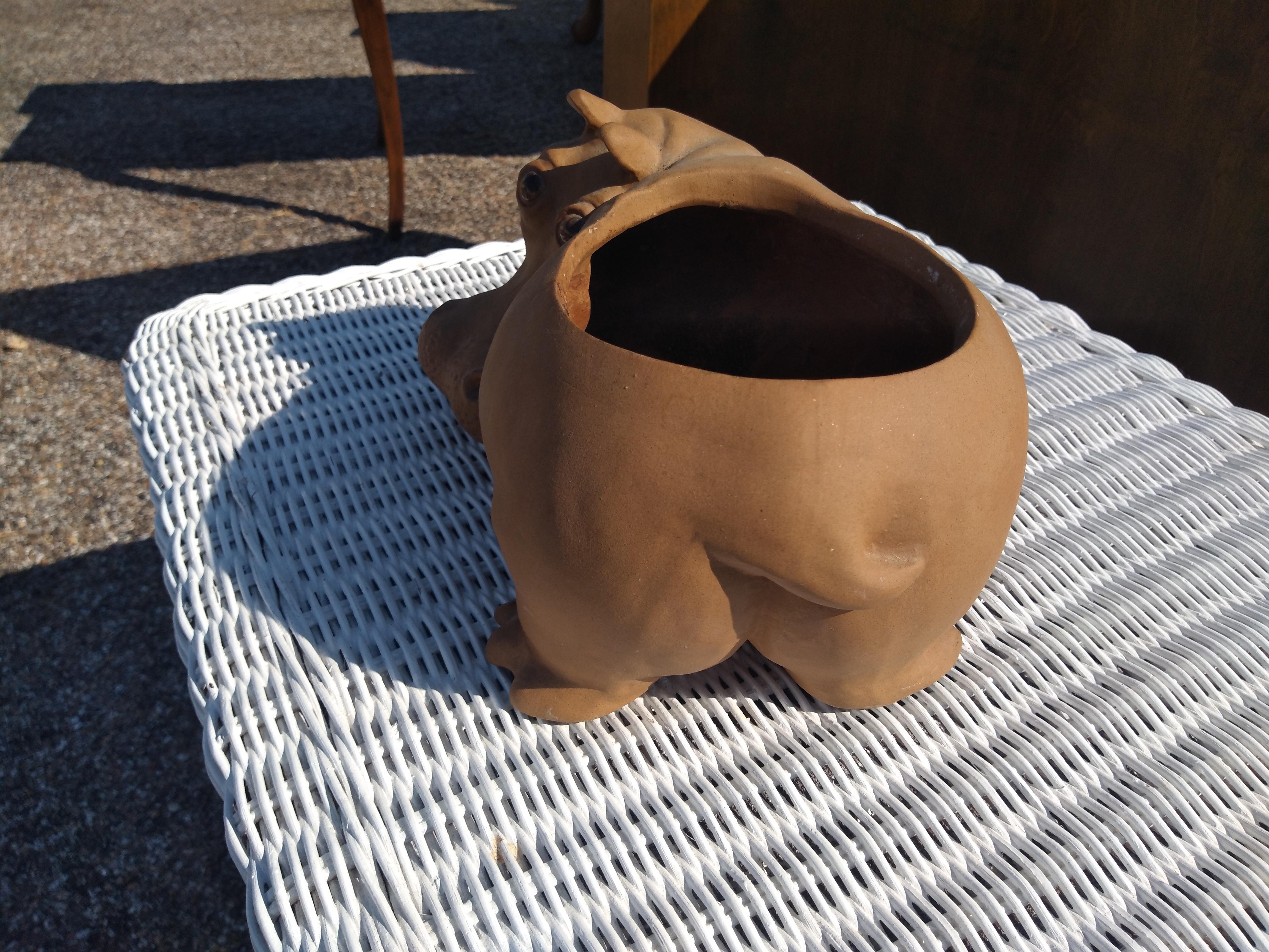 Hand-Crafted Freeman McFarlin Hippo Planter by Anthony For Sale