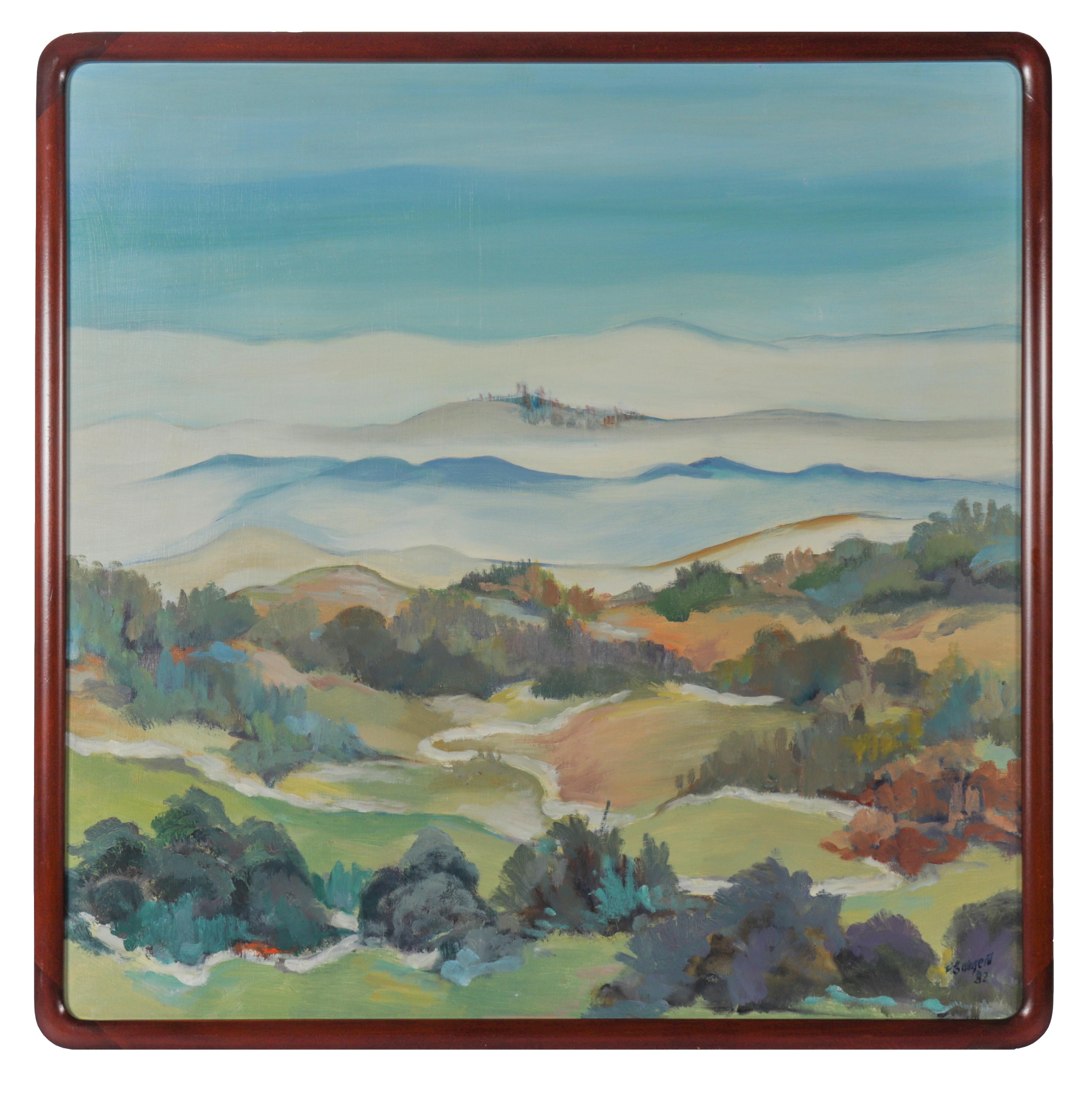 Landscape Painting Freeman Sargent - Vista, Bay Area, 1982, huile