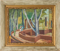 Vintage "Figures & Trees" (Paris) 20th Century Oil