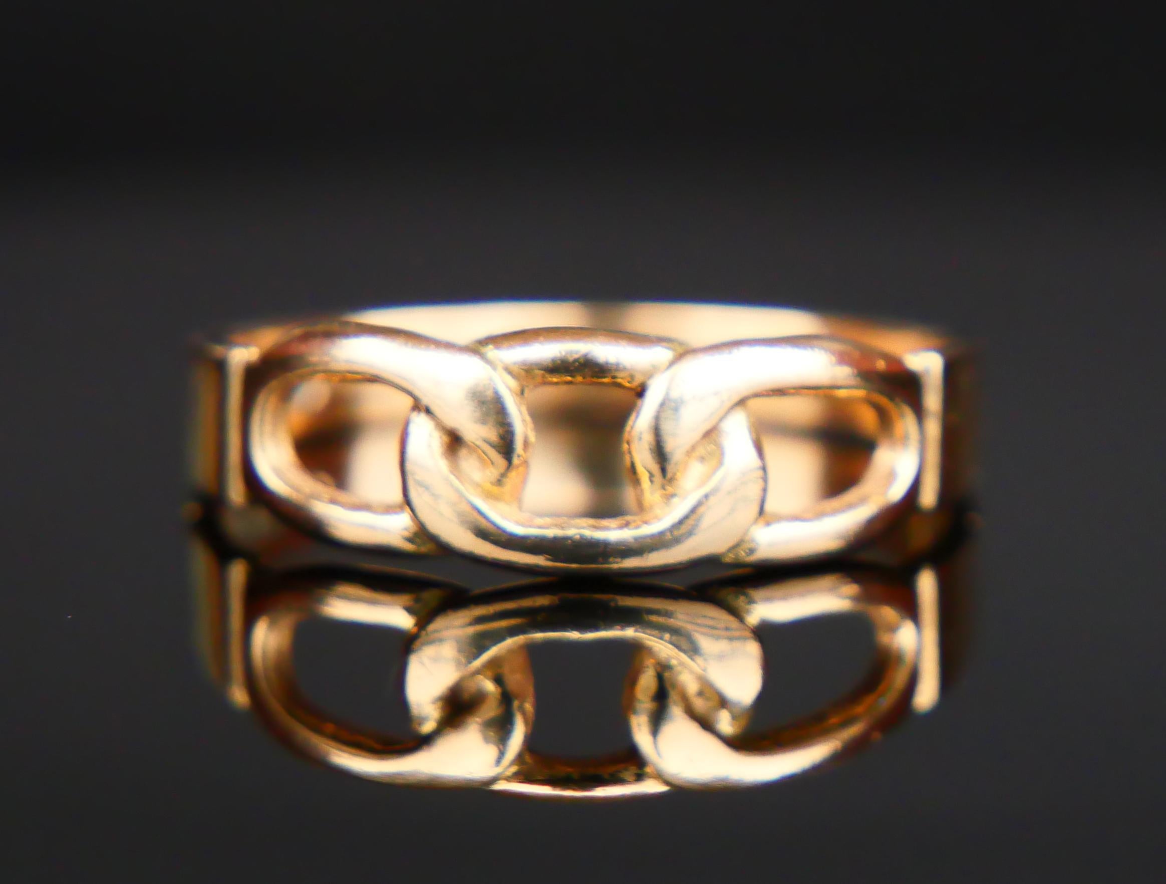 Art Deco Freemason Men Ring Odd Fellows 3 links solid 18K Gold Ø 8.5 US / 3.2 gr For Sale