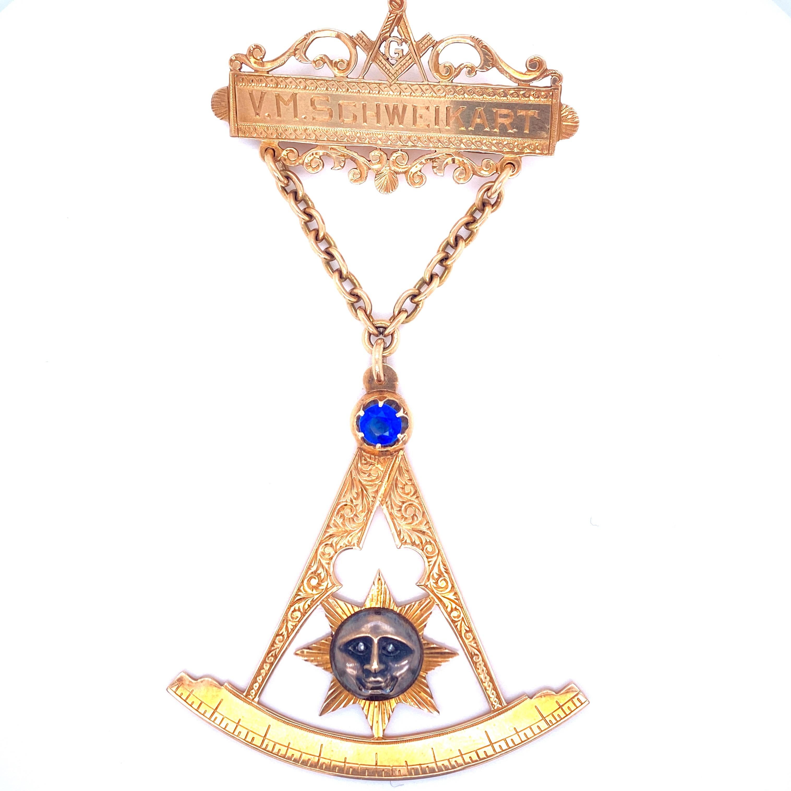 Women's or Men's Freemasonry Antique Gold Badge/Pin, Aberdeen Lodge 1927