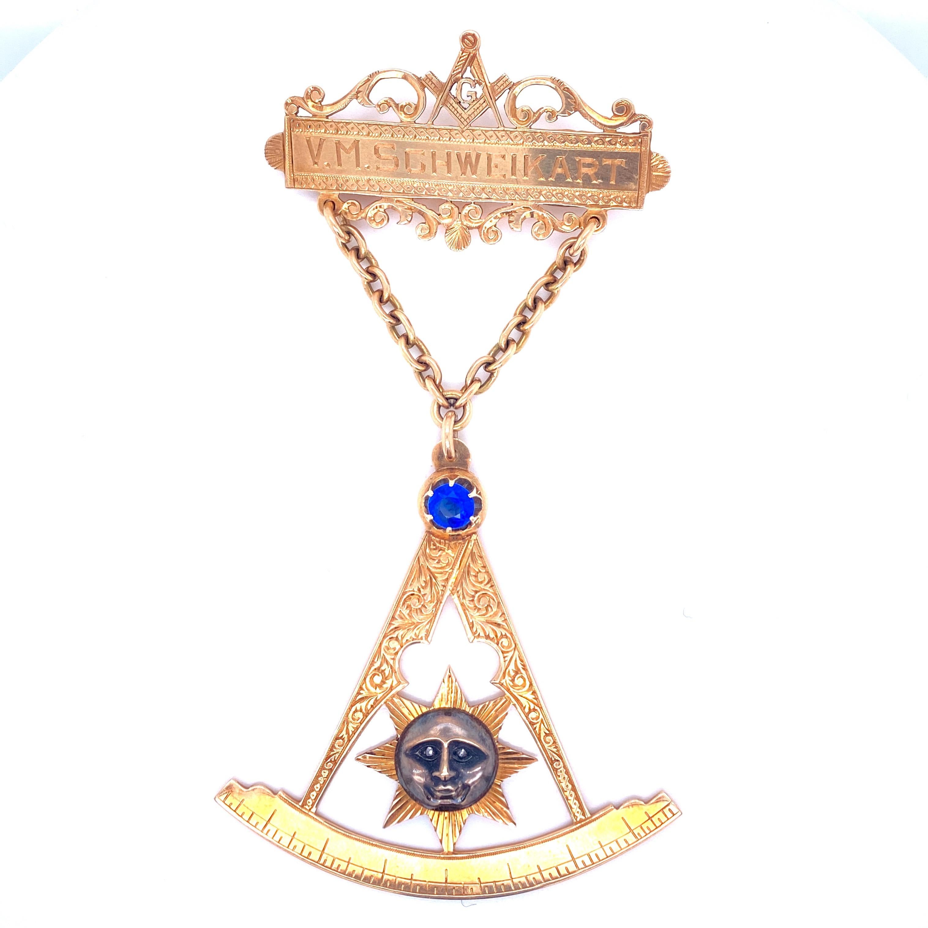 Freemasonry Antique Gold Badge/Pin, Aberdeen Lodge 1927 1