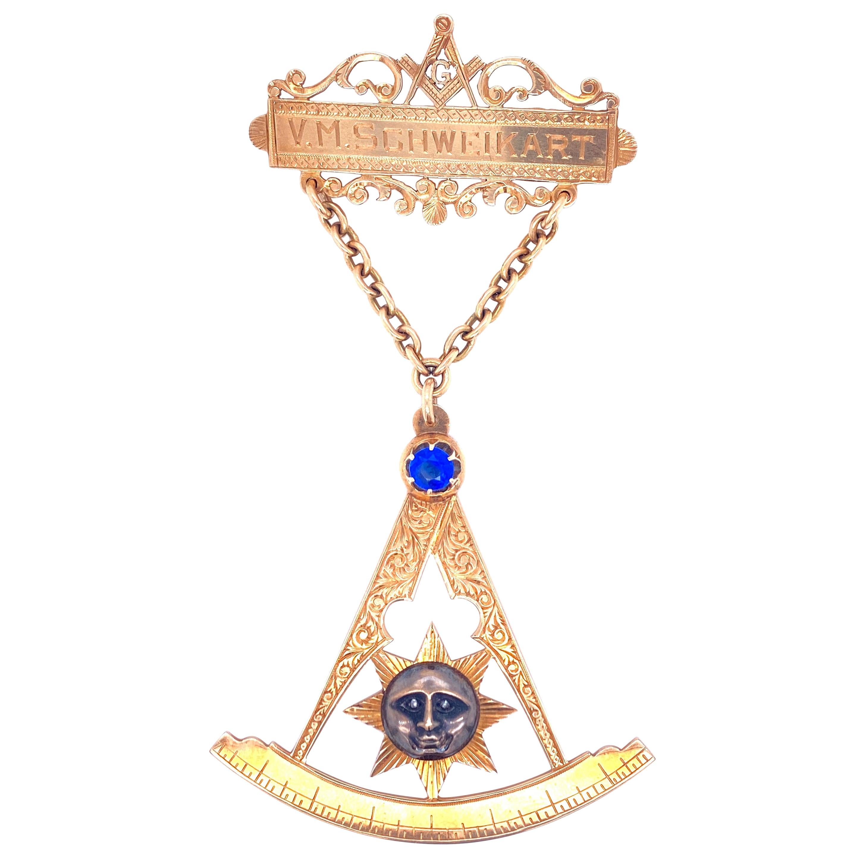 Freemasonry Antique Gold Badge/Pin, Aberdeen Lodge 1927