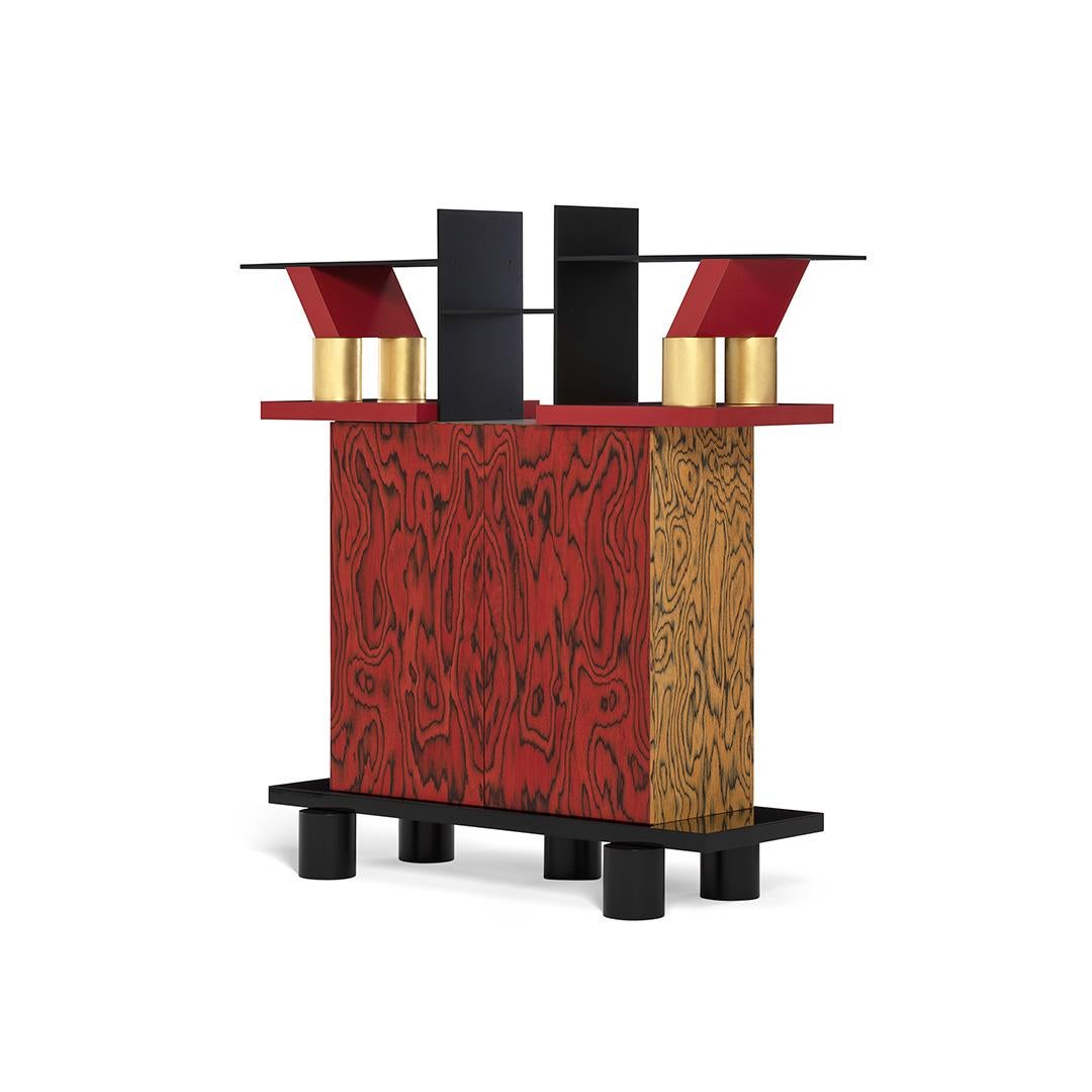 Italian Freemont Gilded Wood Console, by Ettore Sottsass for Memphis Milano Collection For Sale