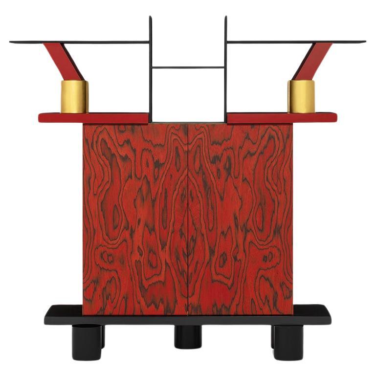 Freemont Gilded Wood Console, by Ettore Sottsass for Memphis Milano Collection For Sale