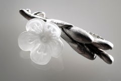 Freesia Brooch by the Artist in Sterling Silver with Rock Crystal Flower