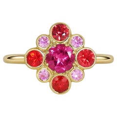 Freesia - Pink Tourmaline, Orange Sapphire & Pink Sapphire