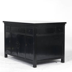 Freestanding Art Deco Center Counter in Black Lacquer
