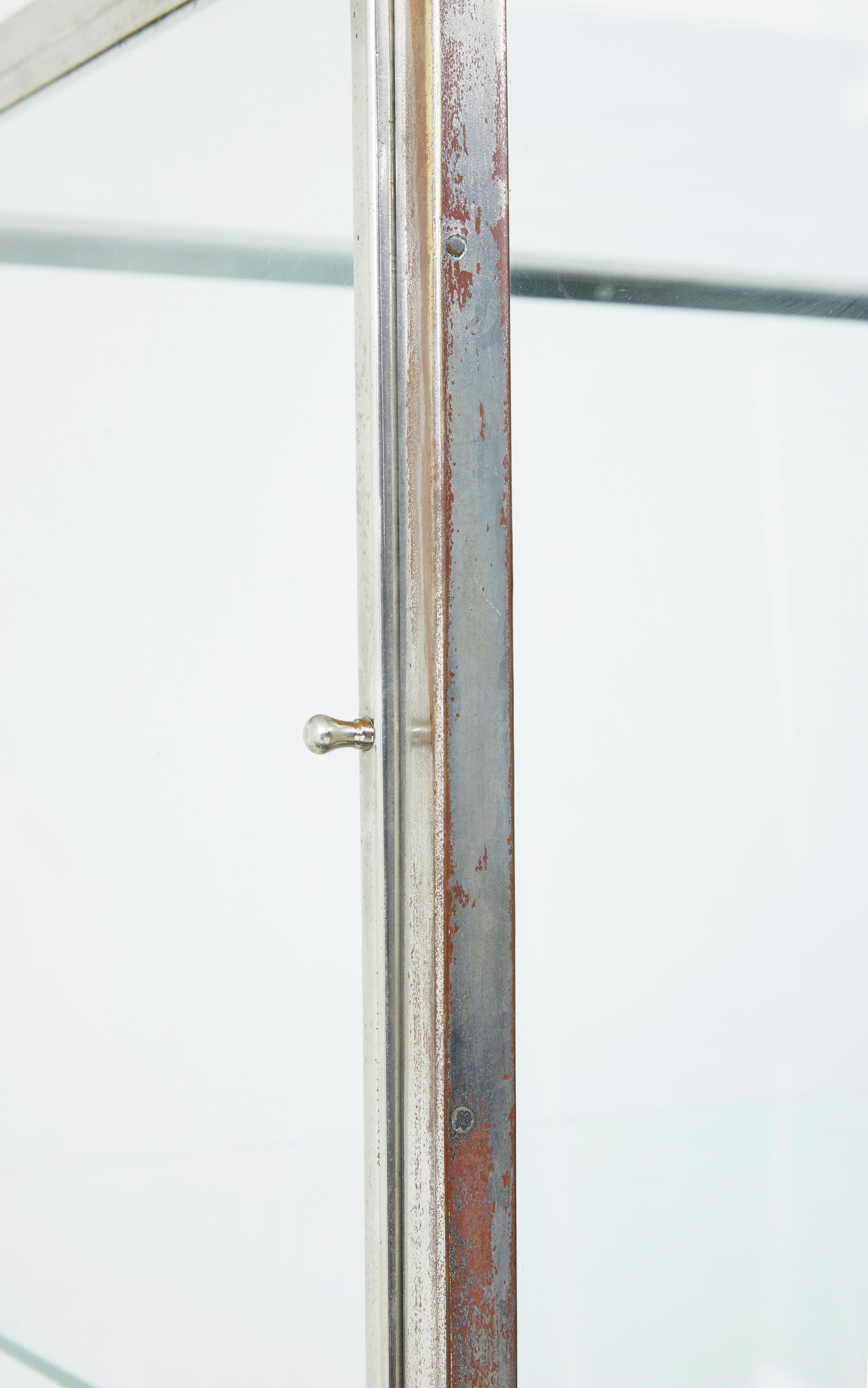 20th Century Freestanding Art Deco steel and leather glazed display cabinet For Sale