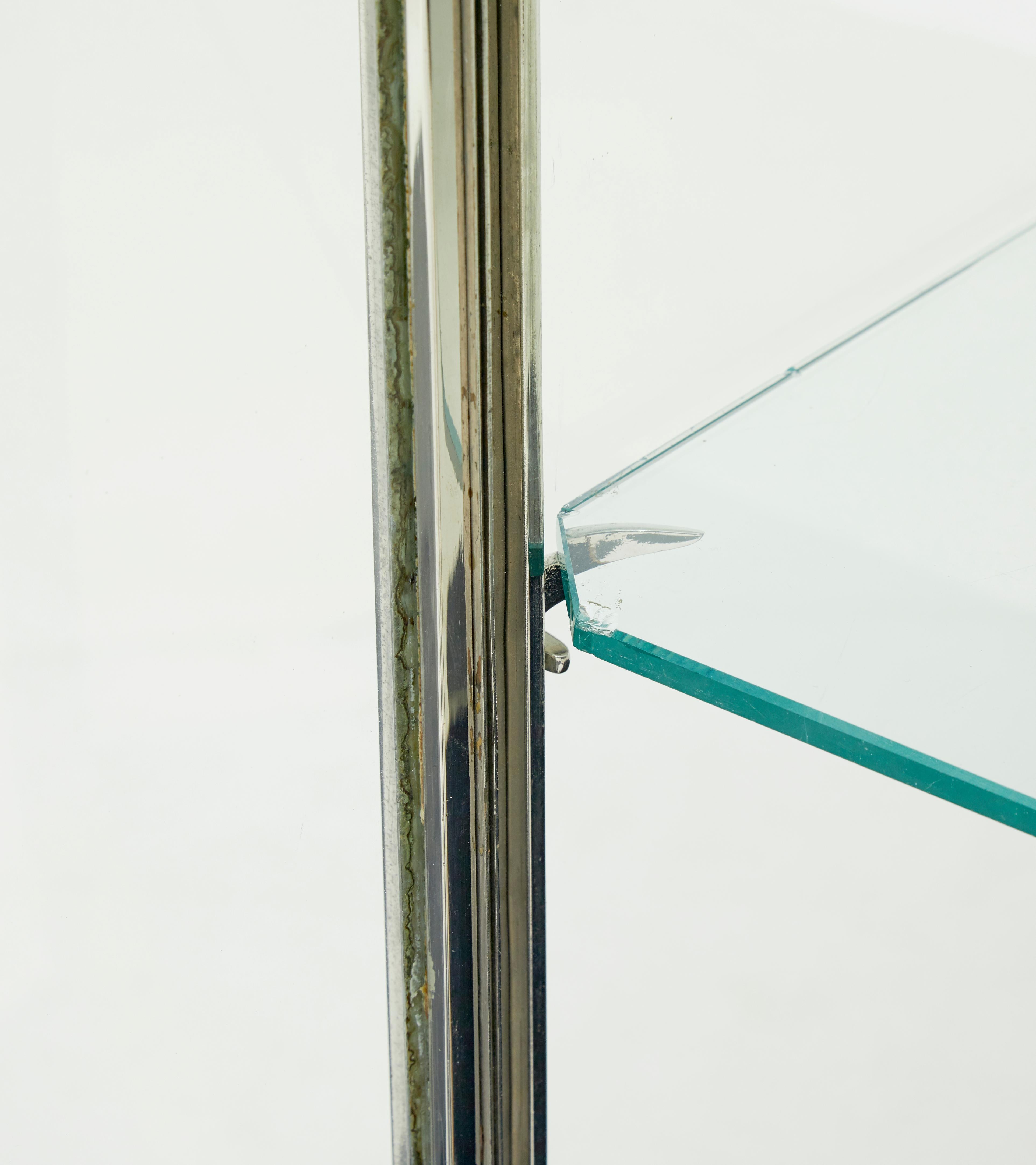 Freestanding Art Deco steel and leather glazed display cabinet For Sale 1
