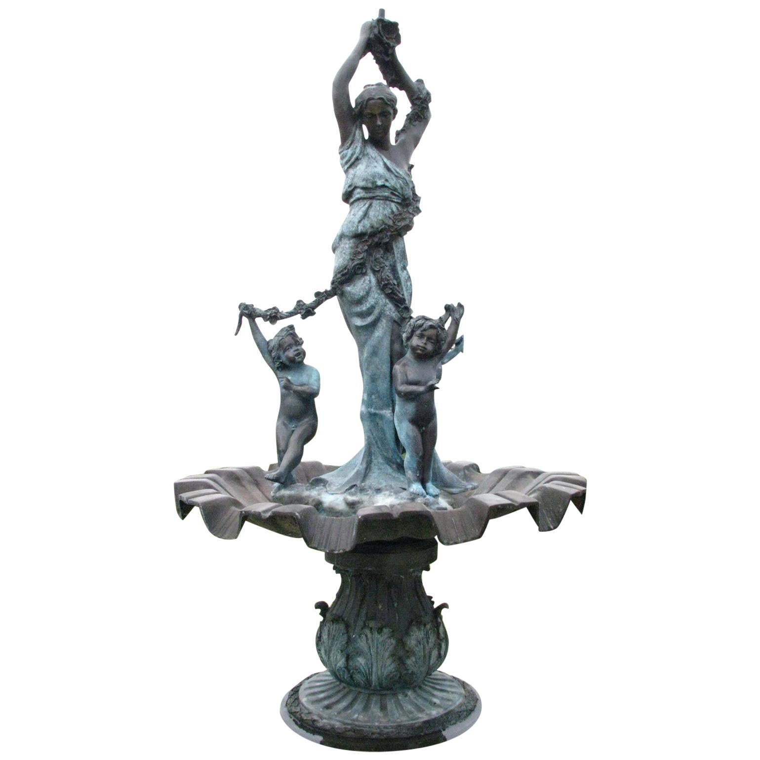 Freestanding Bronze Fountain with Putti