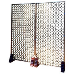 Freestanding Circulum Screen Hand-Fastened with Brass Rings & Wenge & Brass Feet