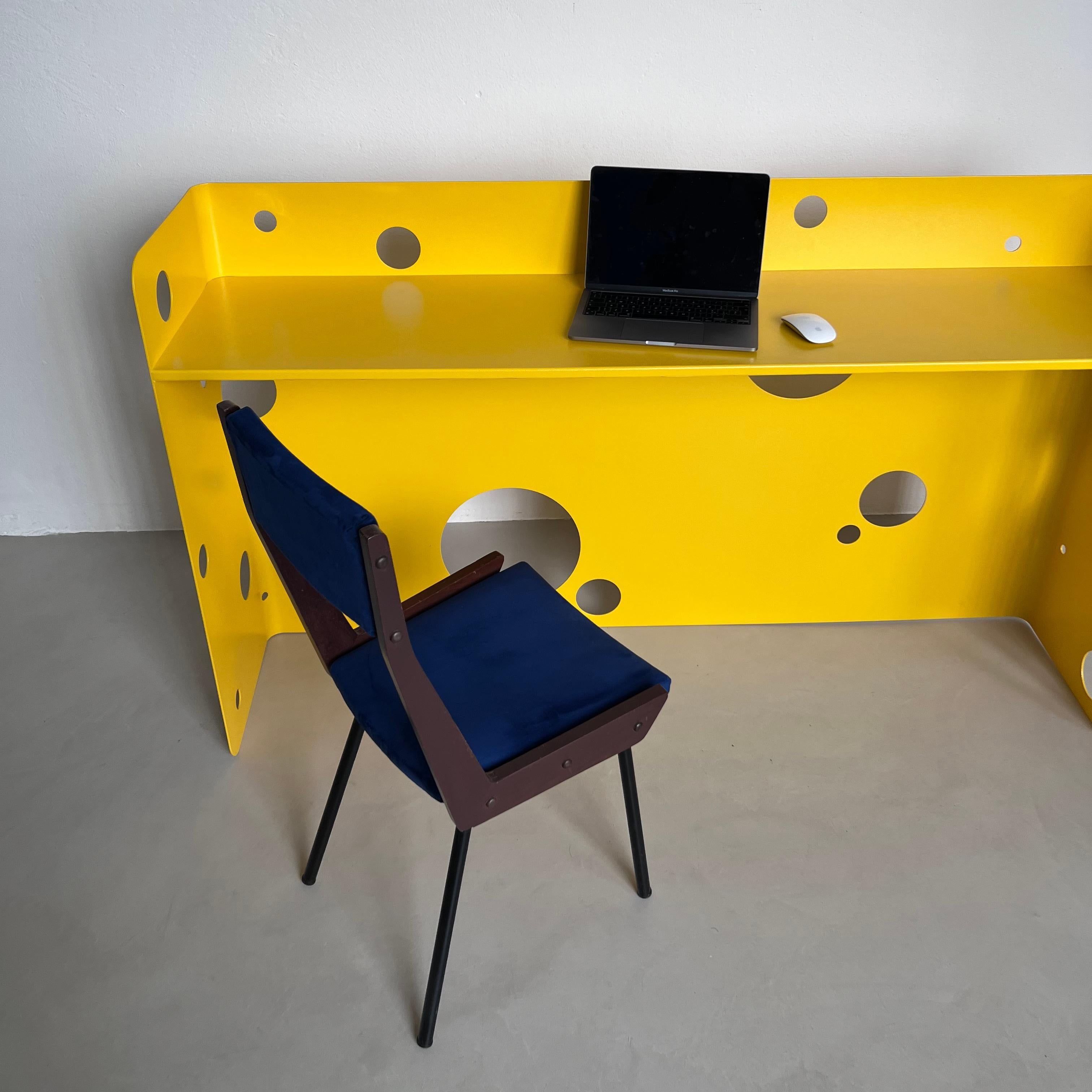 Freestanding Console - Desk, Reception Writing Table in Bright Yellow For Sale 3