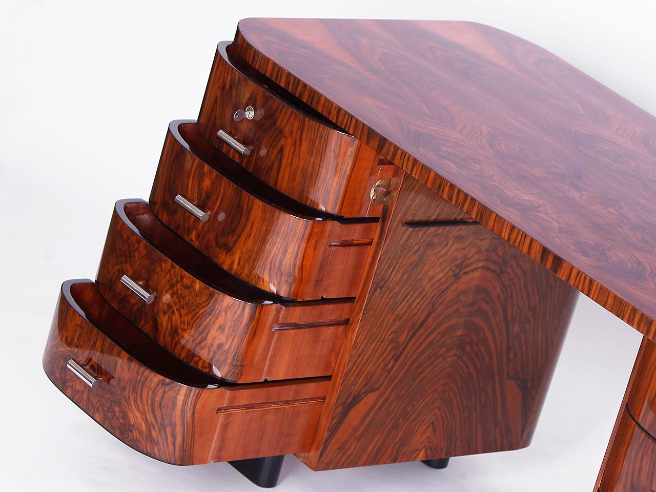 Bureau tchèque Art Déco chromé autoportant H - 178 par Jindrich Halabala en vente 4