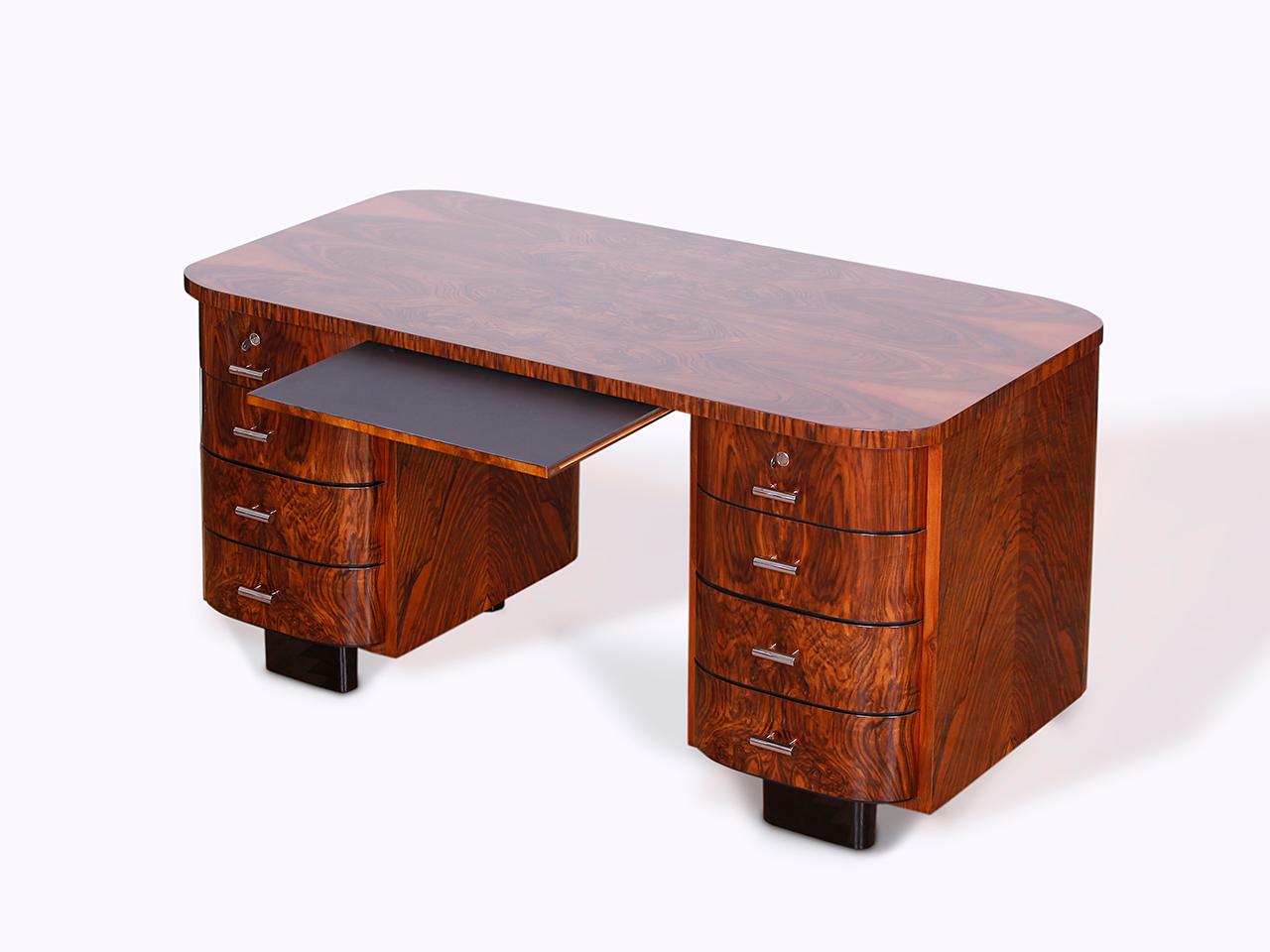 Bureau tchèque Art Déco chromé autoportant H - 178 par Jindrich Halabala en vente 2
