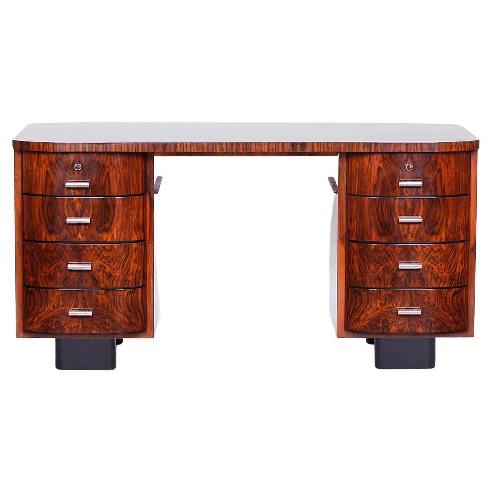 Bureau tchèque Art Déco chromé autoportant H - 178 par Jindrich Halabala