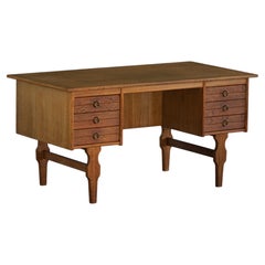 Freestanding Desk in Oak by Henning Kjærnulf, Danish Mid Century Modern, 1950s