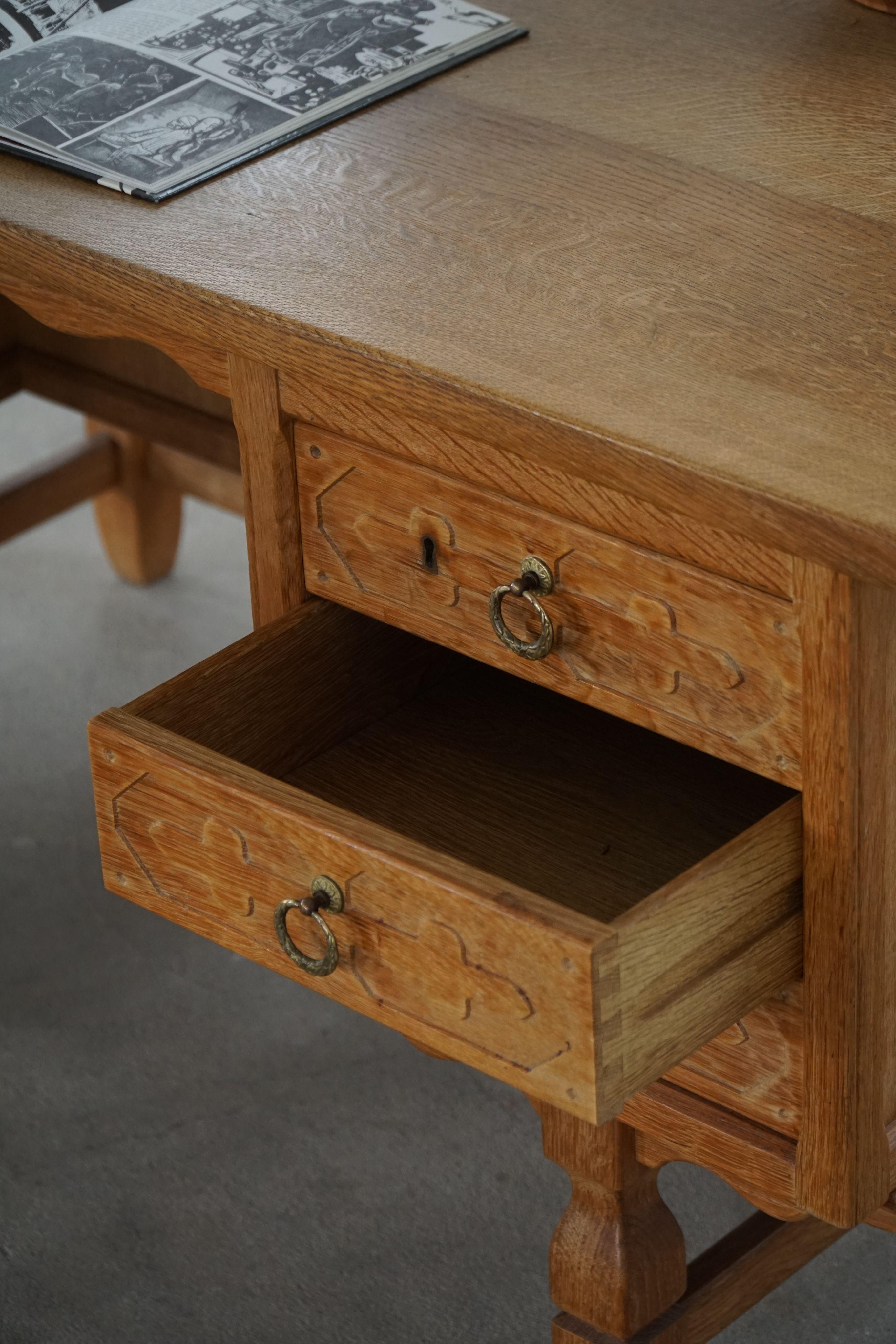 Freestanding Desk in Oak, Danish Mid Century Modern, Henning Kjærnulf, 1950s For Sale 9