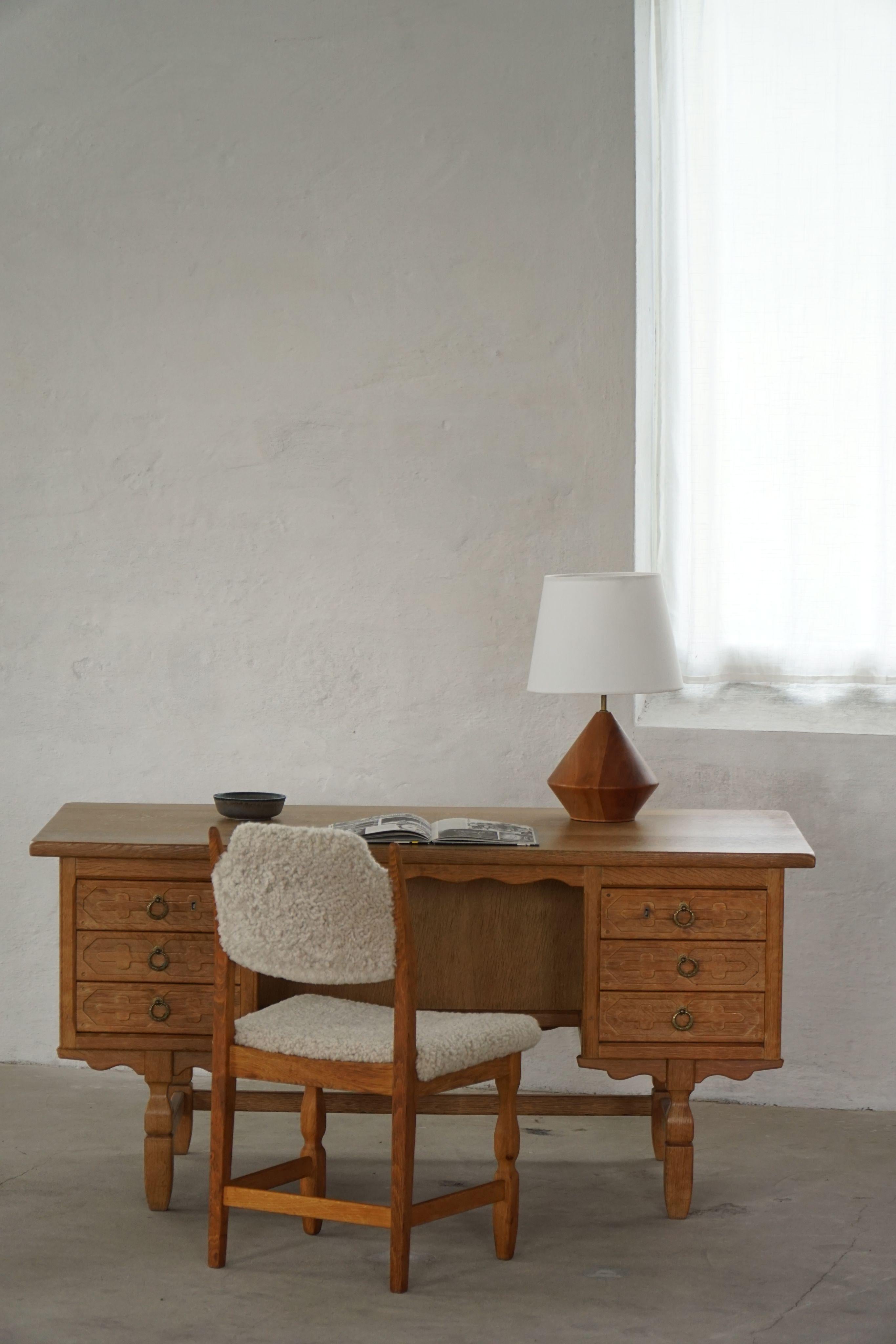 Freestanding Desk in Oak, Danish Mid Century Modern, Henning Kjærnulf, 1950s For Sale 10