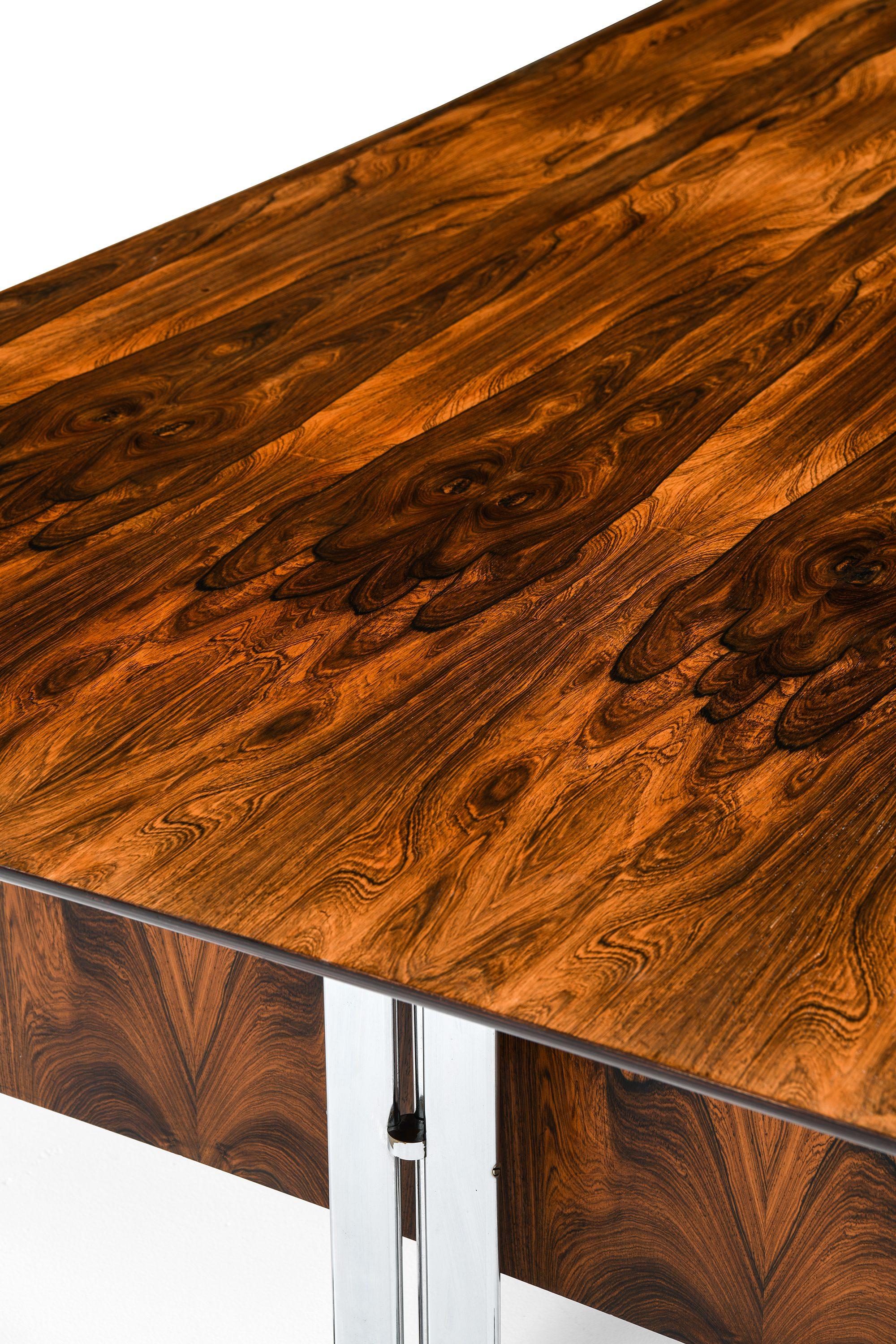 Freestanding Desk in Rosewood and Chromed Steel by Jan Lunde Knudsen, 1960's For Sale 4